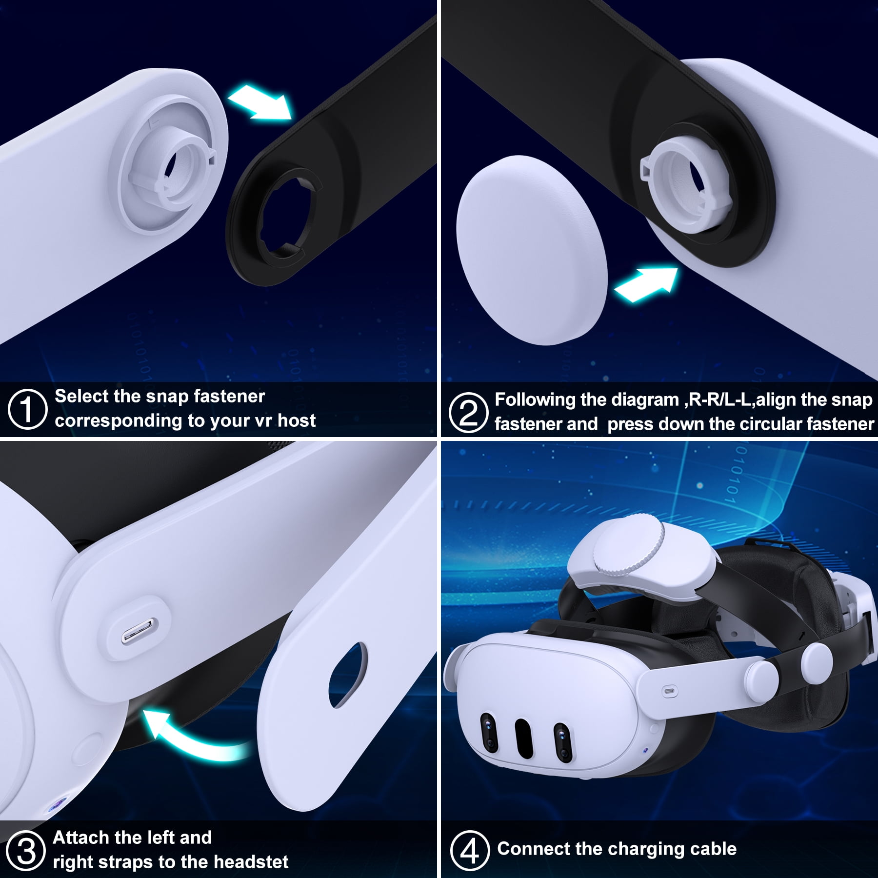 Beboncool Adjustable Head Strap for Meta Quest 3, 3S, and 2 (White, 1 Pack) hjxaa