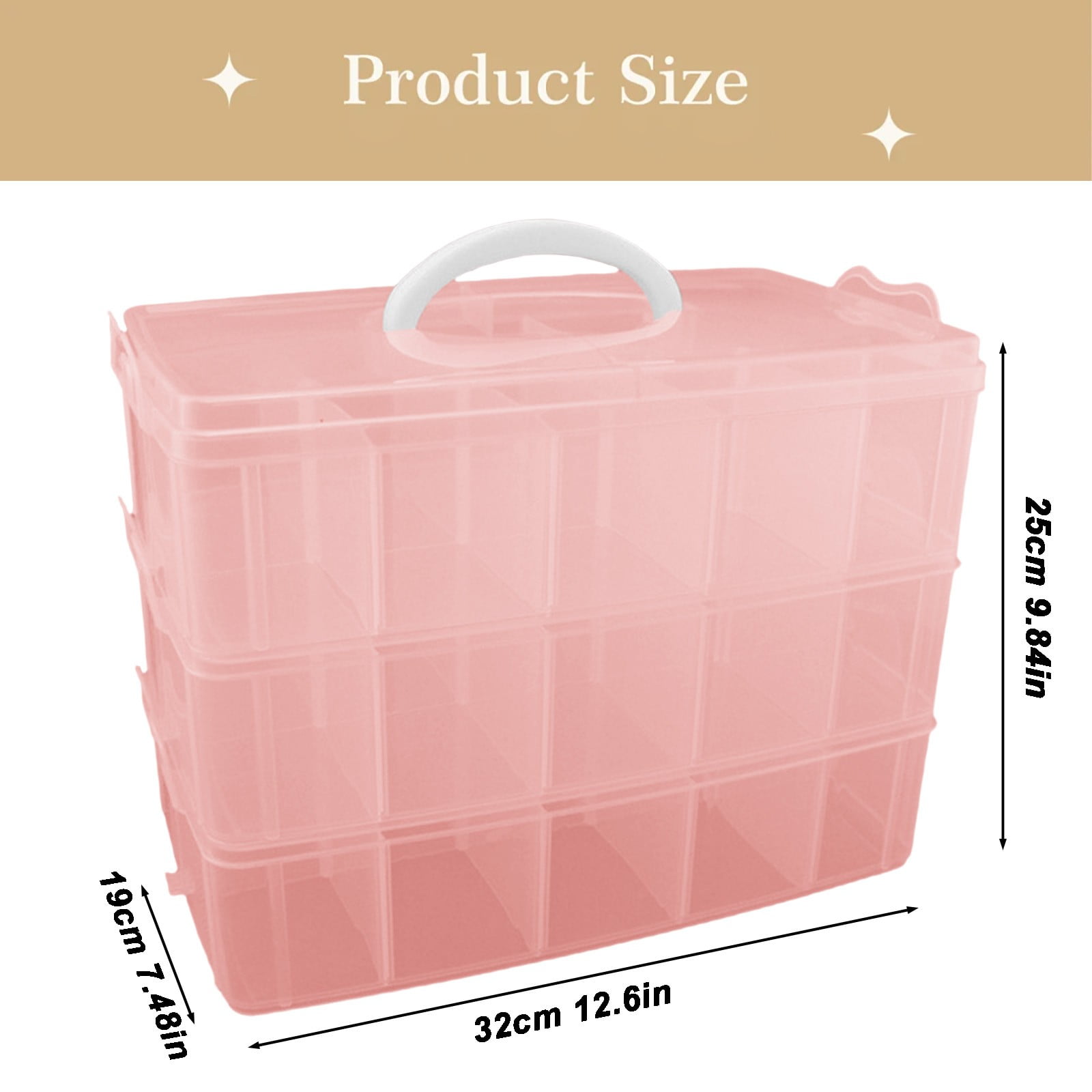 Loetky 30-Compartment Plastic Storage Organizer with Transparent Lid (Clear, 10.5 in x 6.5 in x 2.5 in) bvttp