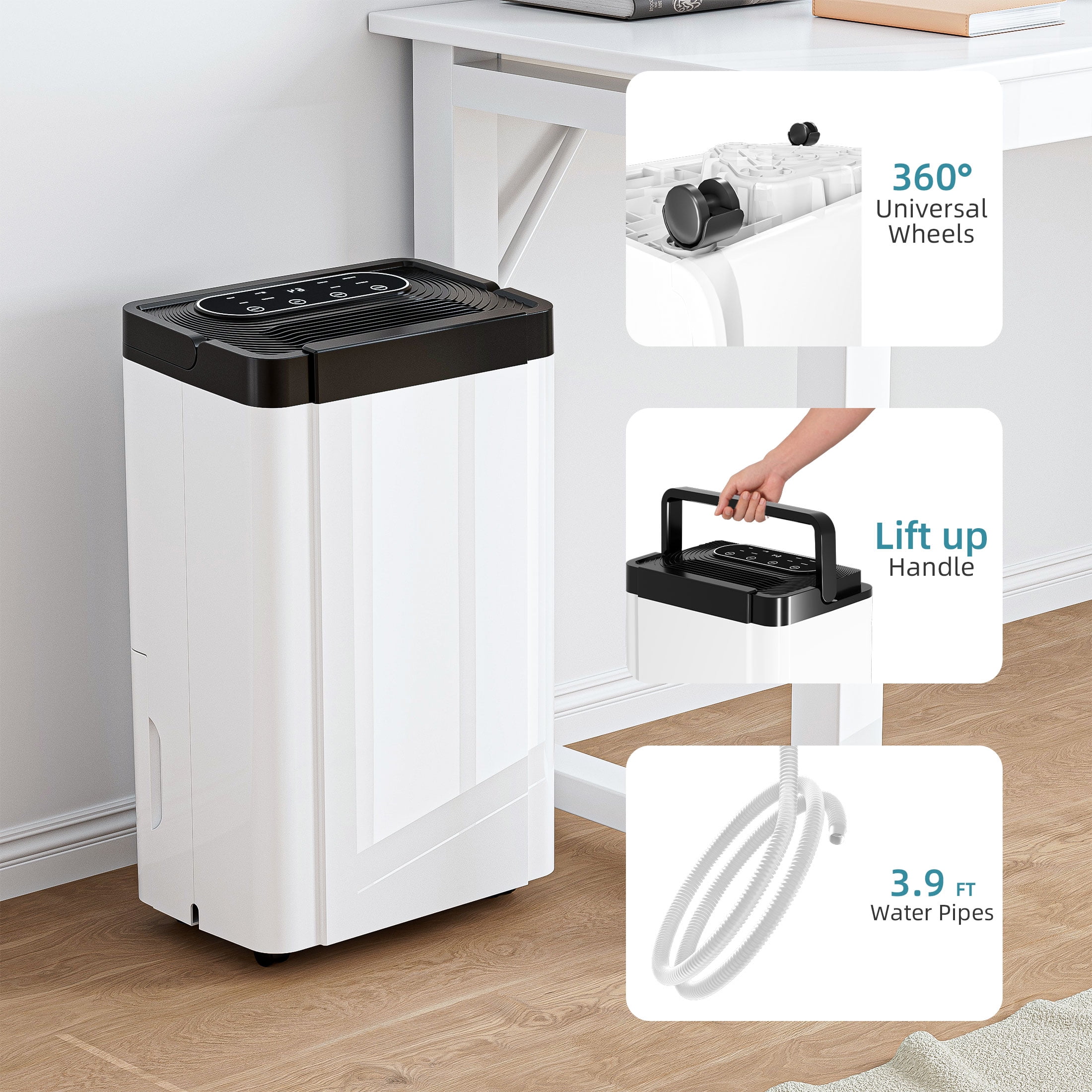 Rocyis Dehumidifier for Large Rooms, Portable Moisture Control with Auto Shut Off (19 Pint DOE, 0.8 gal) jmae5