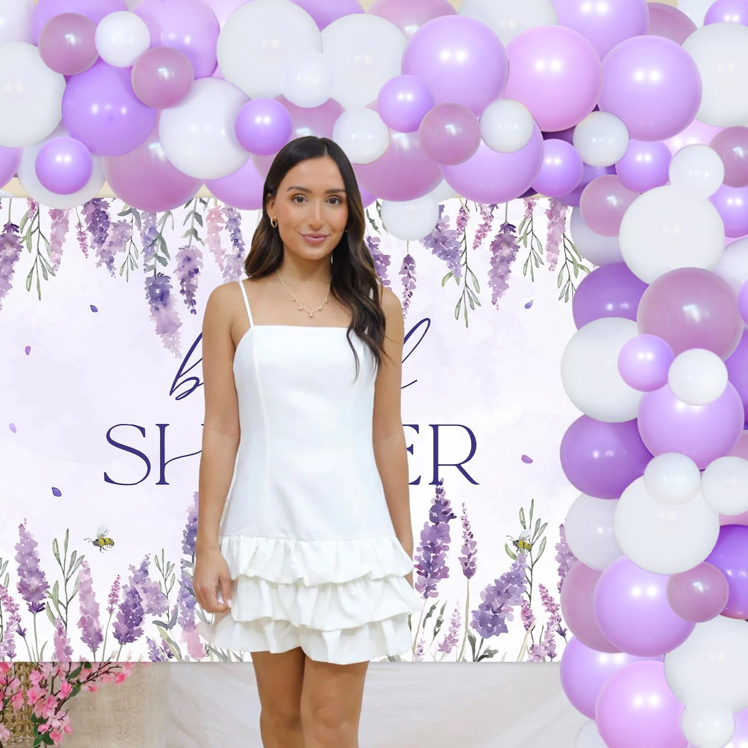 YO PERREO SOLA Lavender Bridal Shower Balloon Garland Arch Kit with Floral Backdrop (Purple, 71 Pieces) 4nf1f