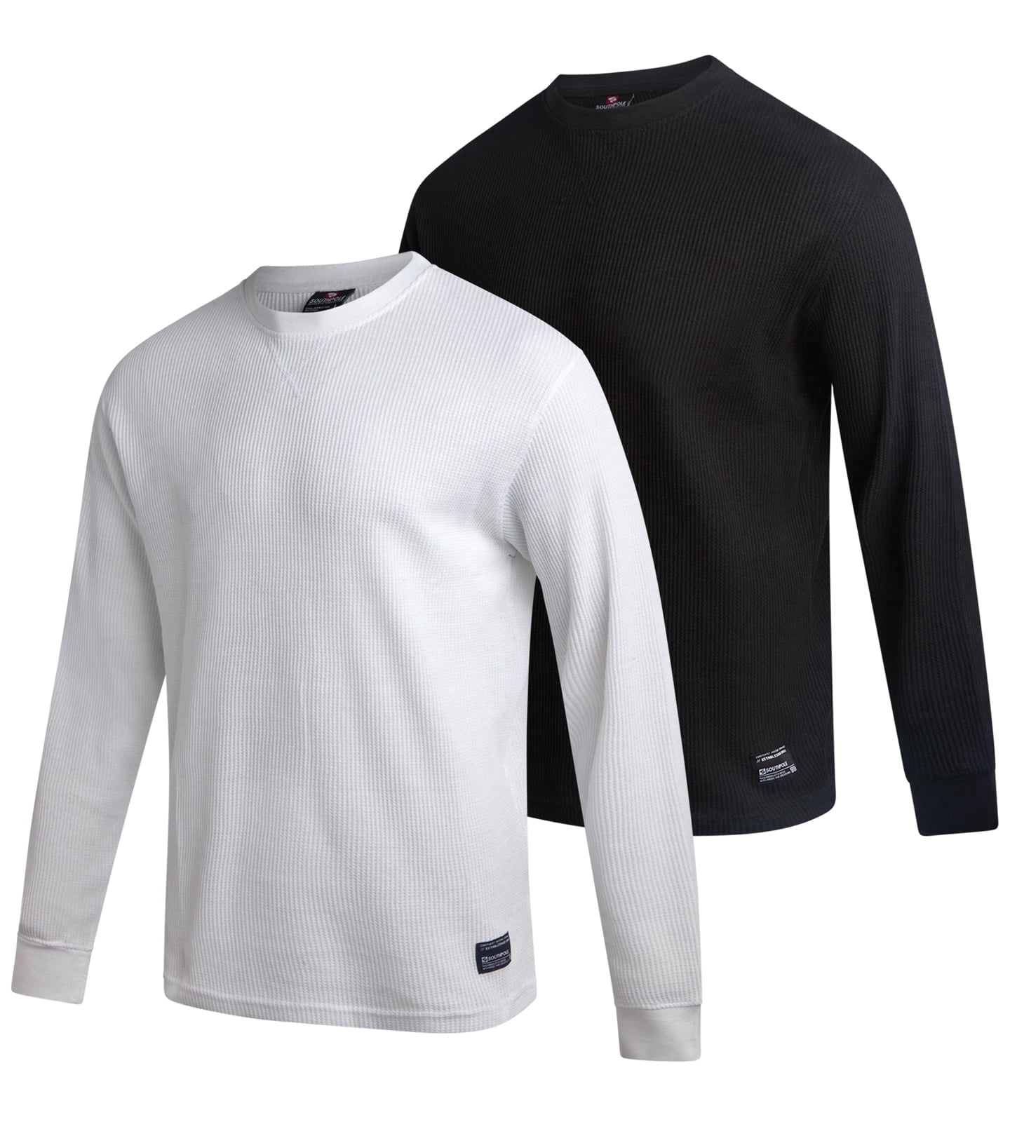 SOUTHPOLE Mens Thermal Long Sleeve Shirts Crewneck and Henley Base Layer (Black, XL, 2 Pack) trzb9
