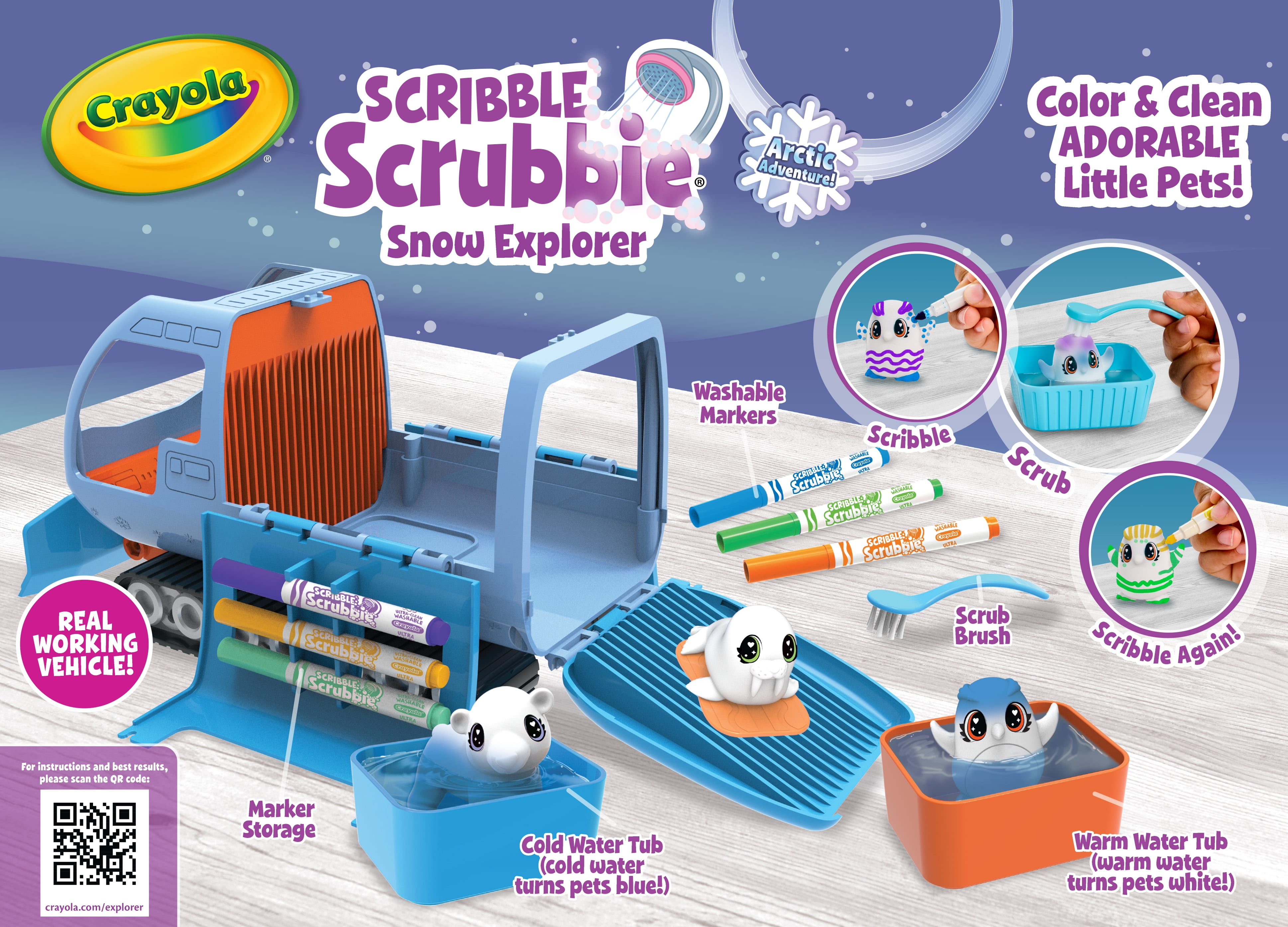 Crayola Scribble Scrubbie Pets Arctic Snow Explorer Activity Set (Blue, 14-Piece Set) uj2li