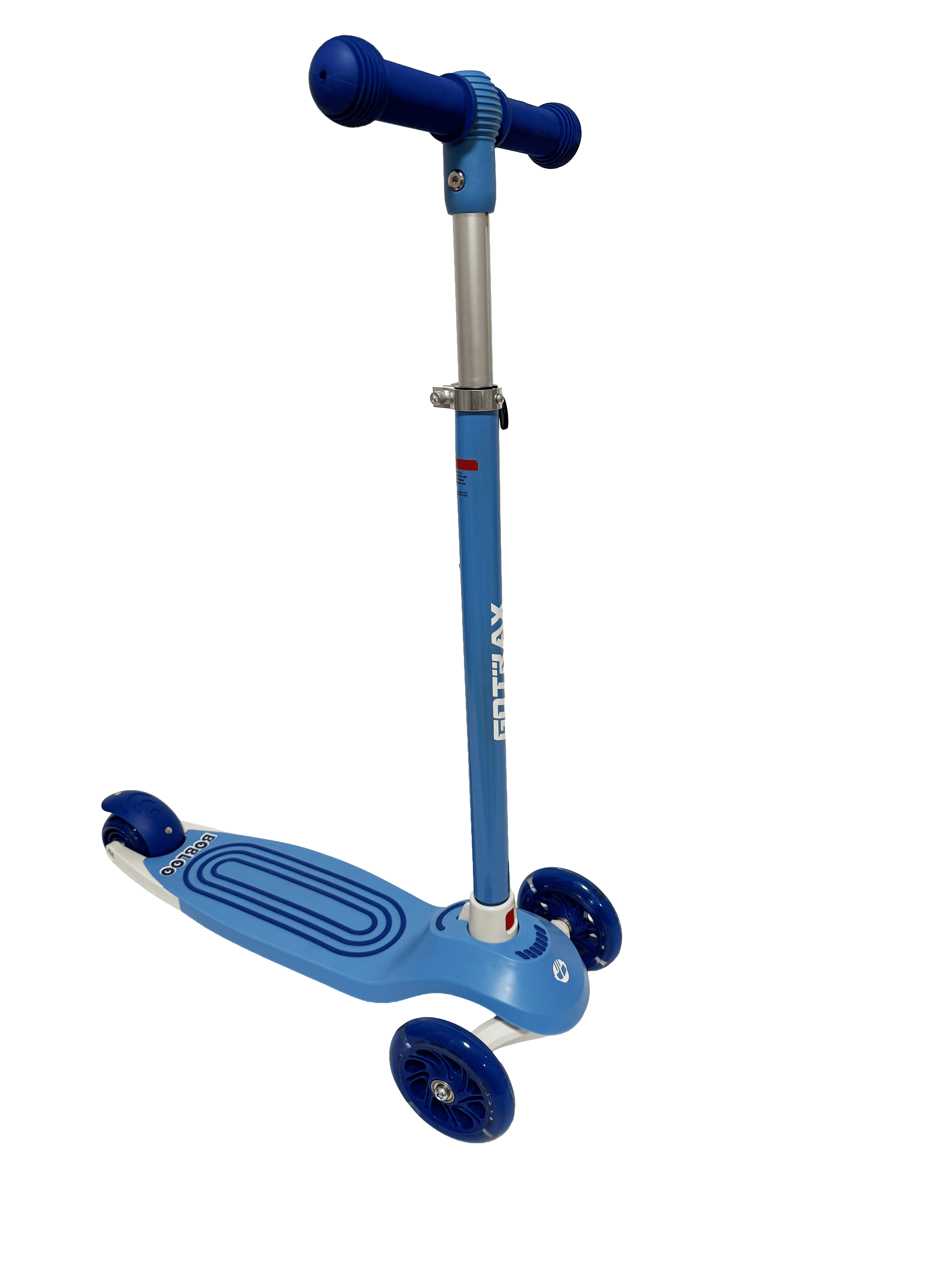 GOTRAX Bobloo 3-Wheel Kick Scooter with LED Light-Up Wheels, Lean-to-Steer Design (Blue, Adjustable Height) 4kda3