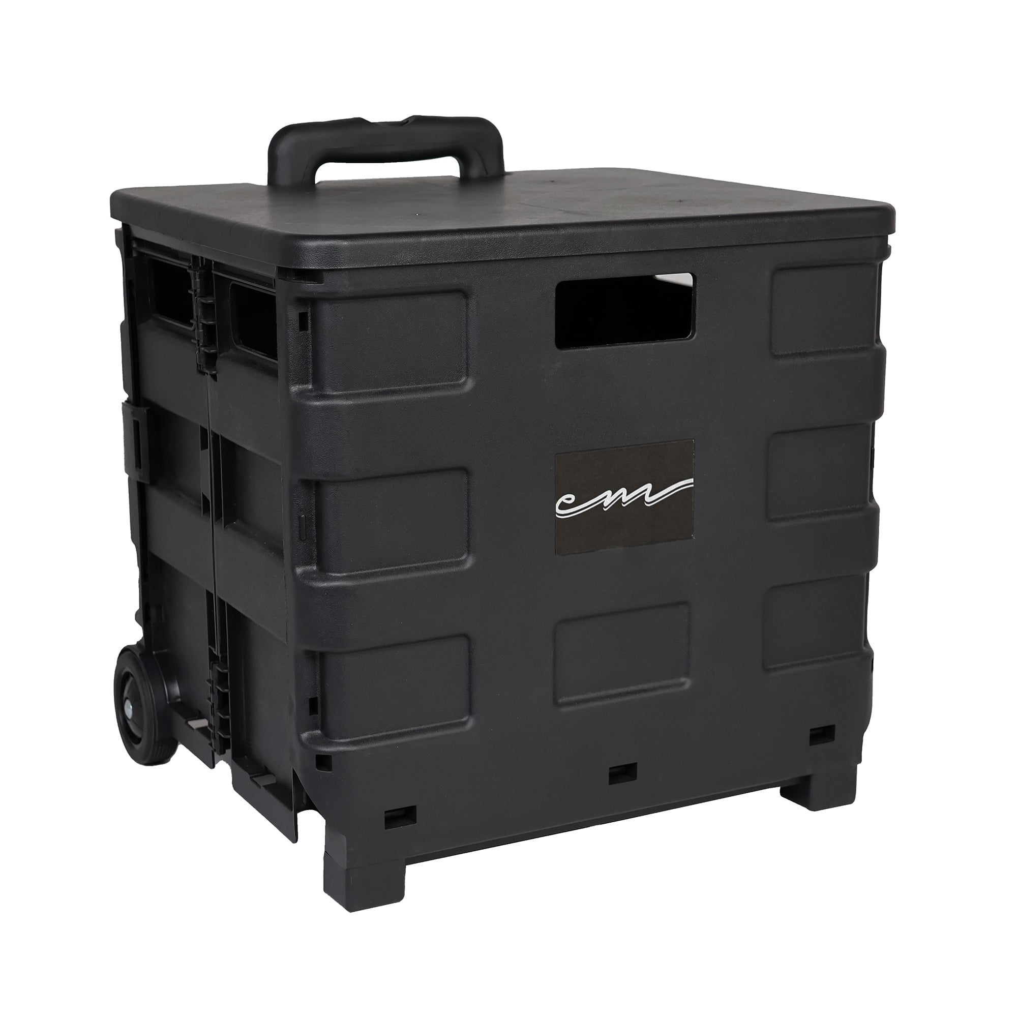 Everything Mary Collapsible Rolling Craft Cart with Lid (Black, 12 in x 13.75 in x 12 in) wqq26
