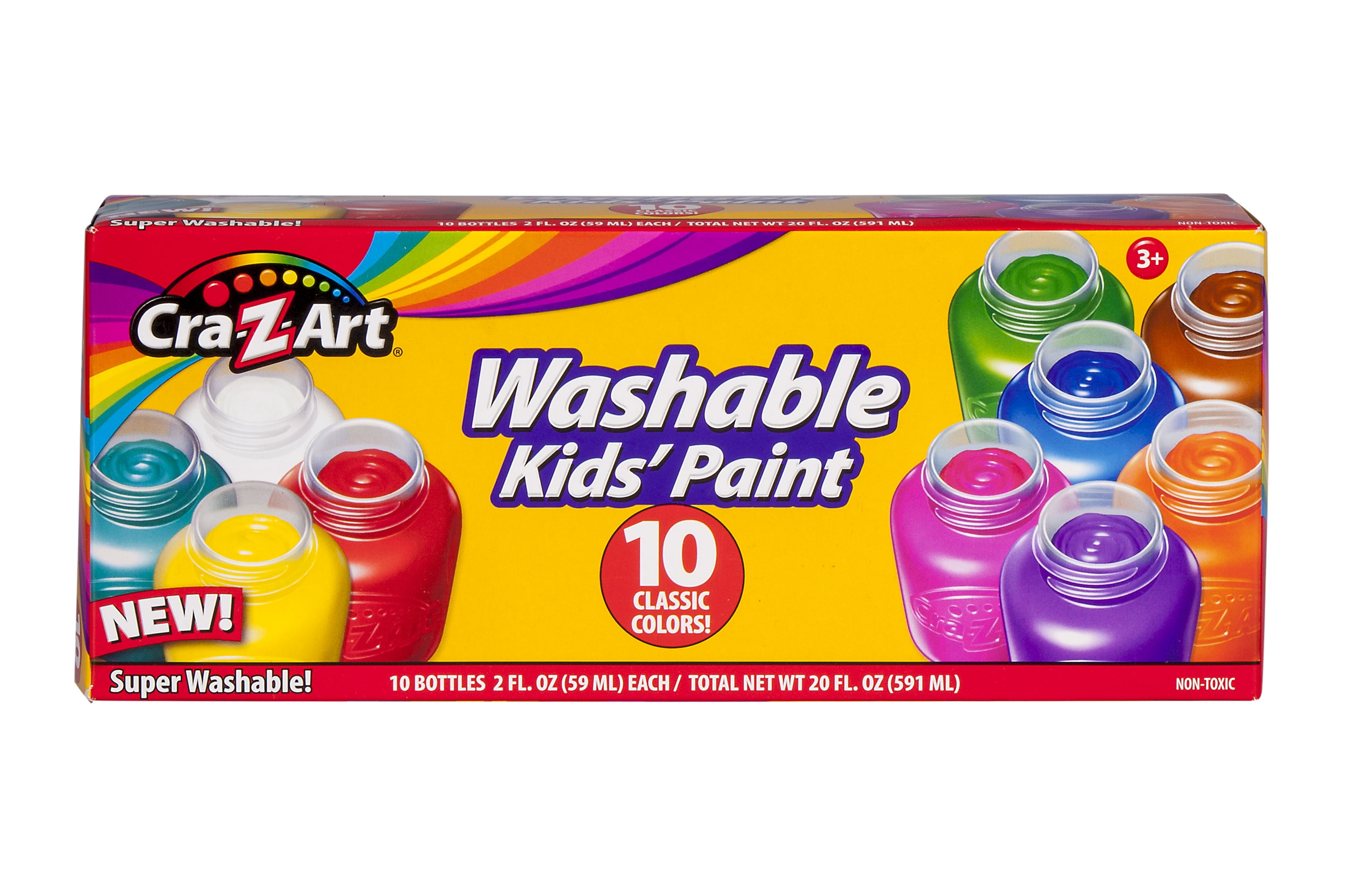 Cra-Z-Art Washable Poster Paint Set, Non-Toxic Kids Craft Supplies (Assorted Colors, 10 Count, 2 fl oz) lqial