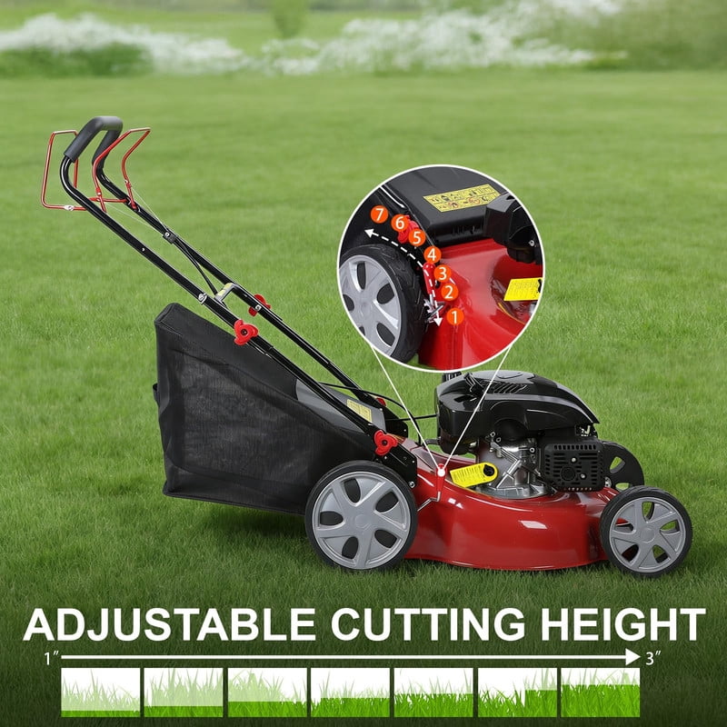 Momarys Self-Propelled Gas Lawn Mower, 141cc 4-Stroke Engine with 20 Inch Cutting Deck (Red, 13.2 gal) r41gx