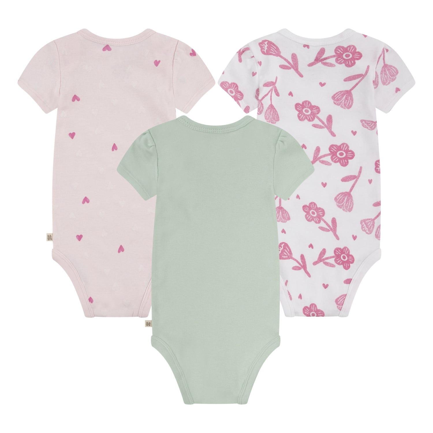 Huggies Baby Girls Organic Cotton Bodysuit Set (Green, 3-Pack) 4nk96