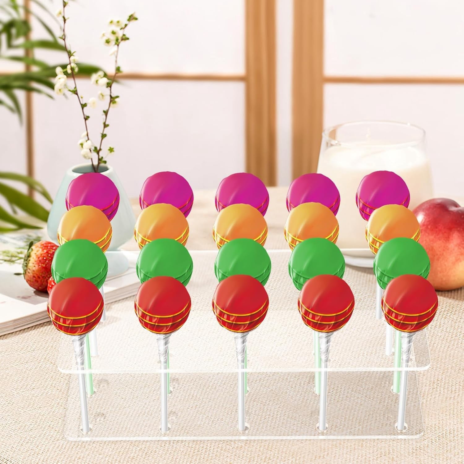 Liulin Cake Pop Stand, 20-Hole Clear Acrylic Lollipop Display Holder for Parties and Weddings (Clear, 6.3 in x 3.5 in x 1.5 in) vw6wj