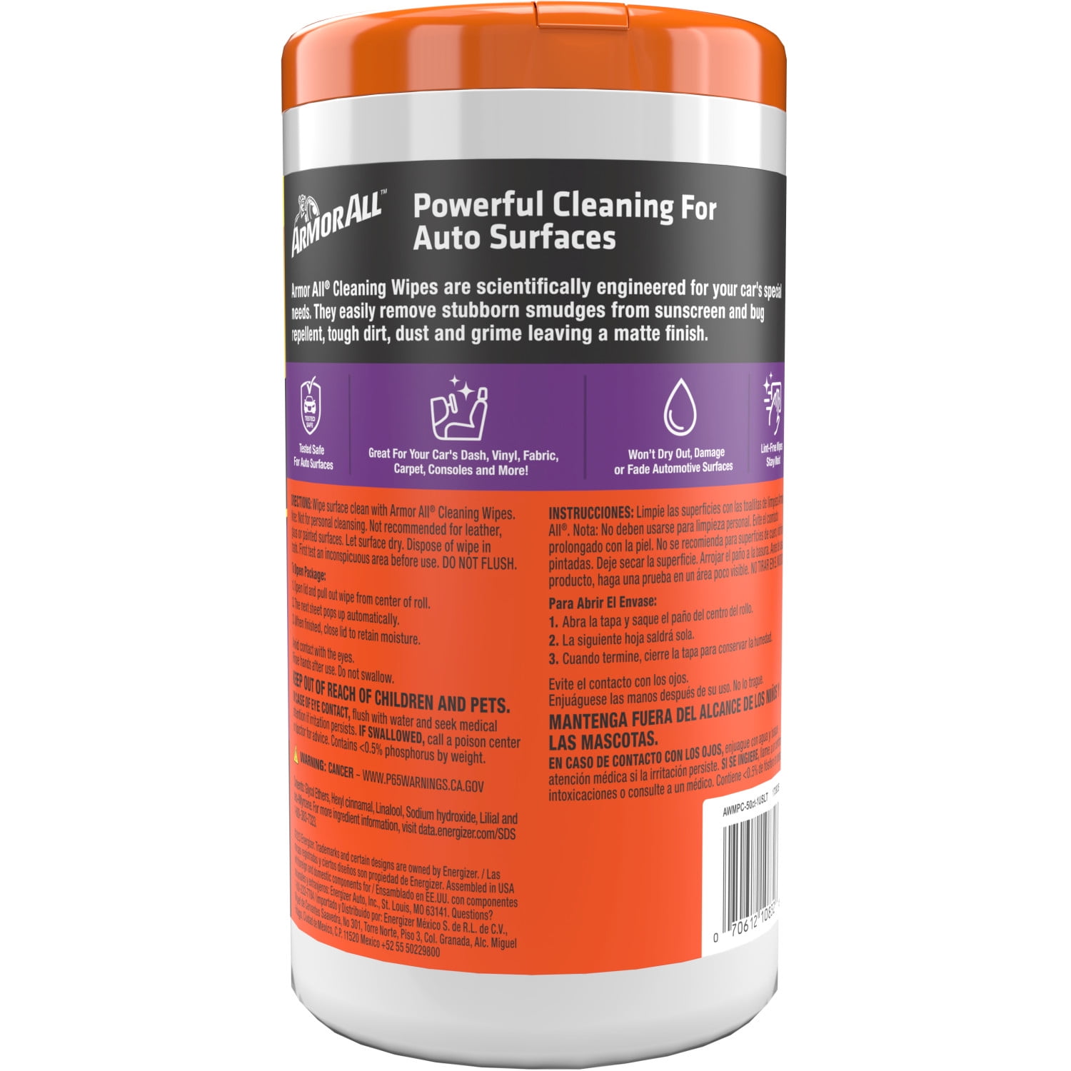Armor All Cleaning Wipes for Automotive Interior Surfaces (White, 50 Count) 657jk