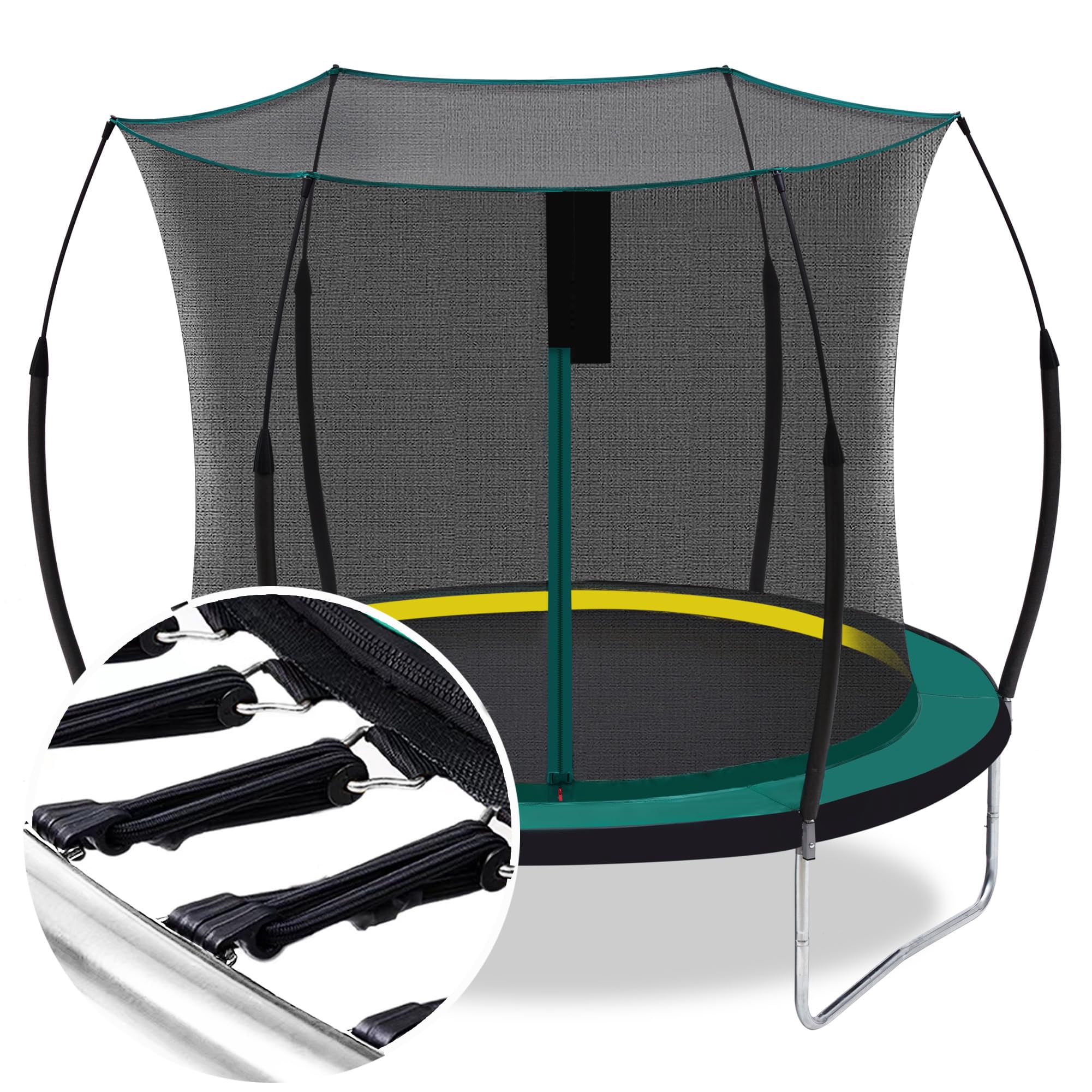 SkyBound Springless Outdoor Recreational Trampoline with Safety Enclosure (Green, 8 ft) n9e4p