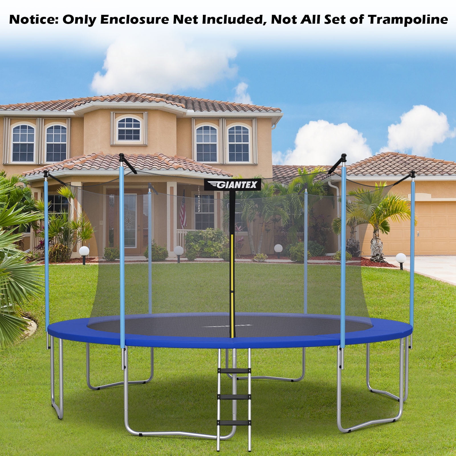 Costway 15ft Trampoline Replacement Safety Enclosure Net (Black, 6ft Height) ebsa7