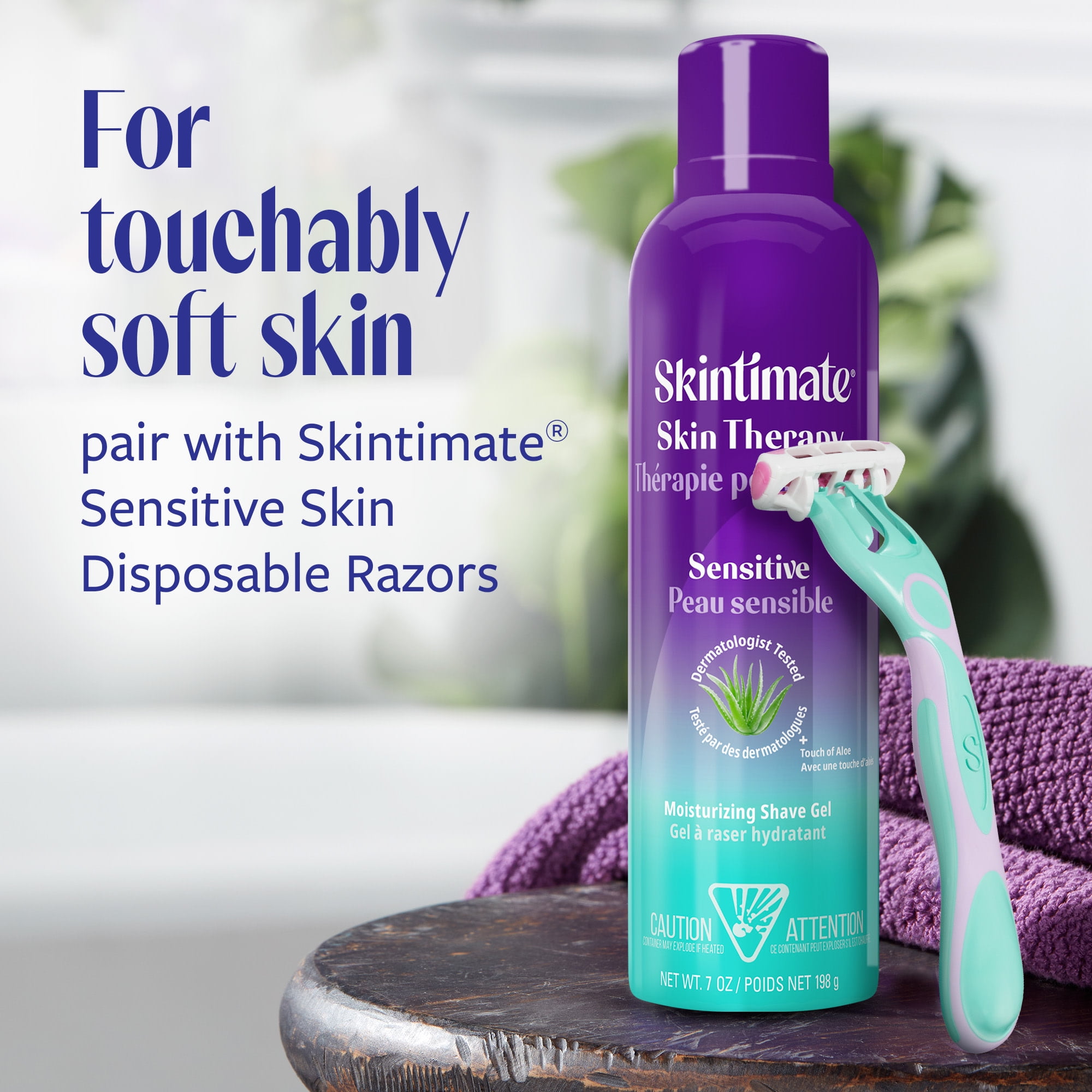 Skintimate Skin Therapy Sensitive Shave Gel for Women, Moisturizing Shaving Cream (7 oz) 84gq7