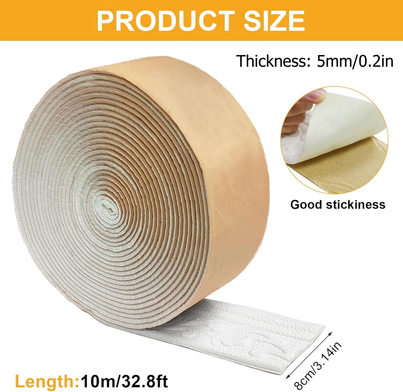 Kvago 3D Flexible Foam Wall Molding Trim, Self-Adhesive Decorative Baseboard Border for Home DIY (White, 3 in x 32 ft) obl5o