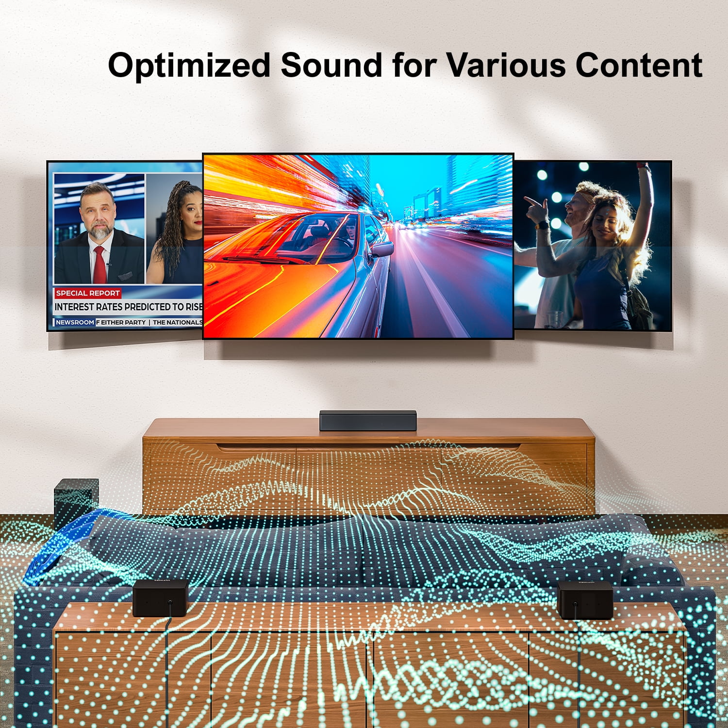 Ultimea 5.1 Surround Sound Bar System with Wireless Subwoofer and Rear Speakers (Black, 350W) cw0y4