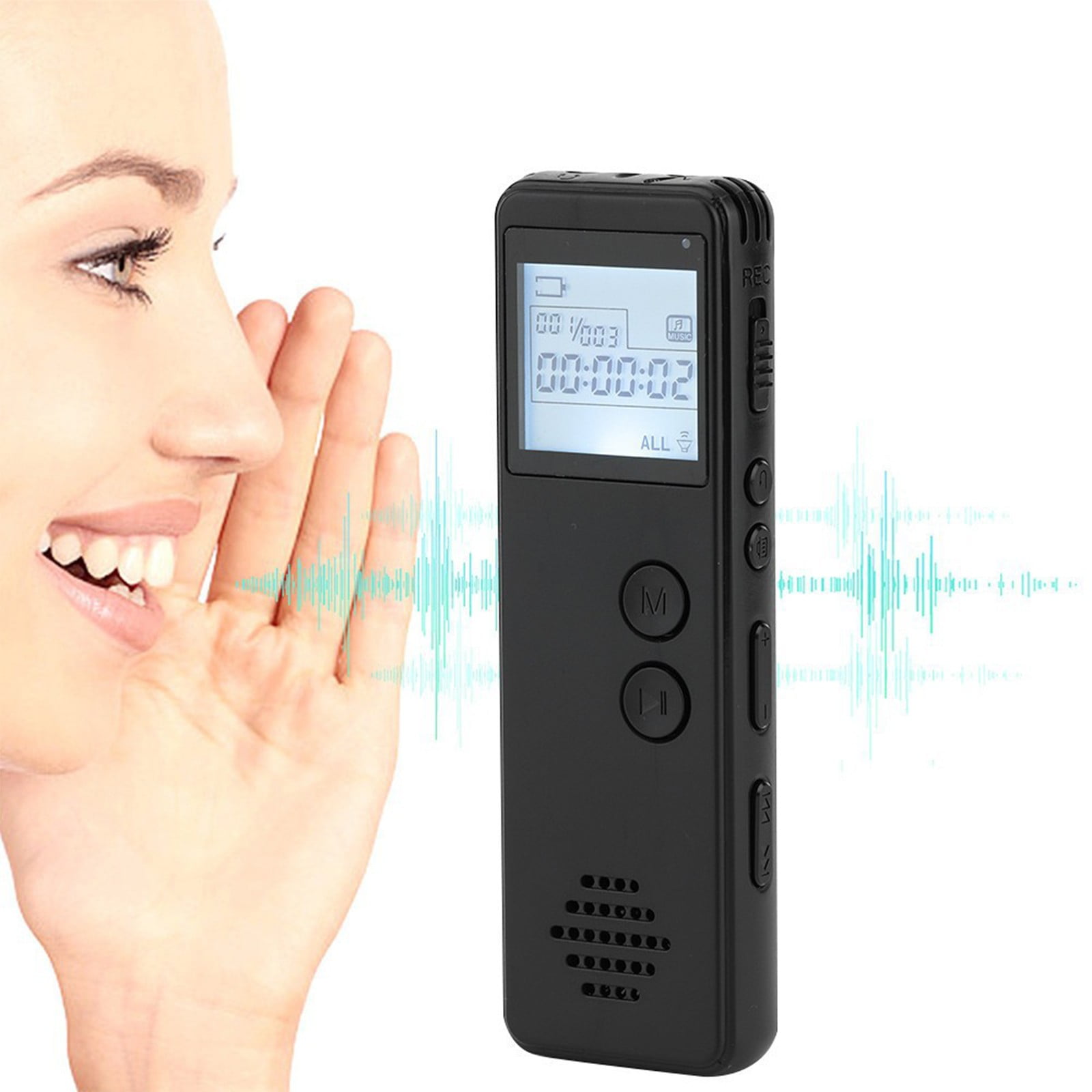 Blasgw Mini Digital Voice Recorder with MP3 Player, One-Touch Recording, Retro Style (Black, 3.8 in) mw35w