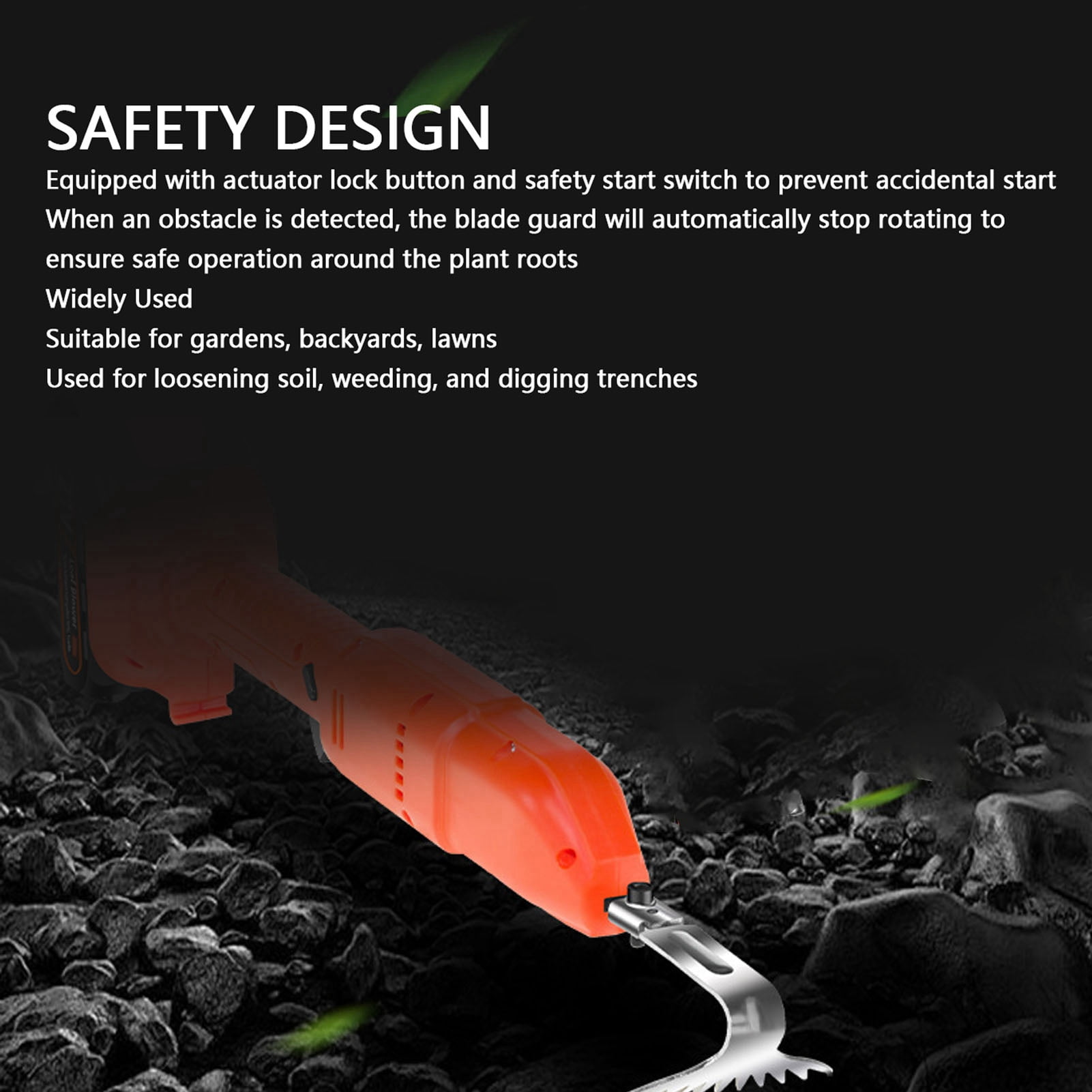 Riousery Cordless Electric Garden Tiller and Cultivator, Portable Soil Weeding Tool with Interchangeable Heads (10 in) xdmou