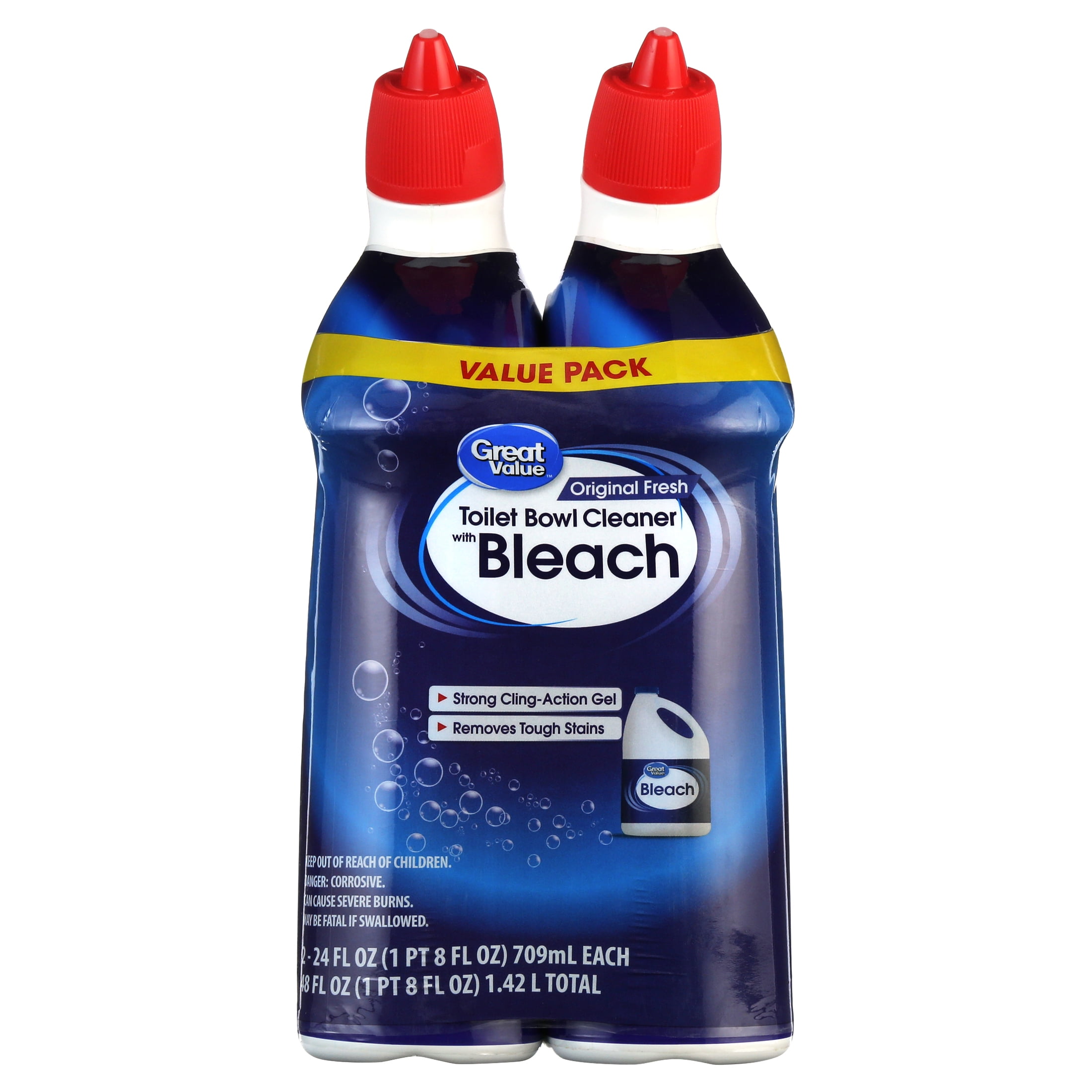 Great Value Toilet Bowl Cleaner with Bleach, Heavy-Duty Stain Remover, Fresh Scent (24 fl oz) kgmp6