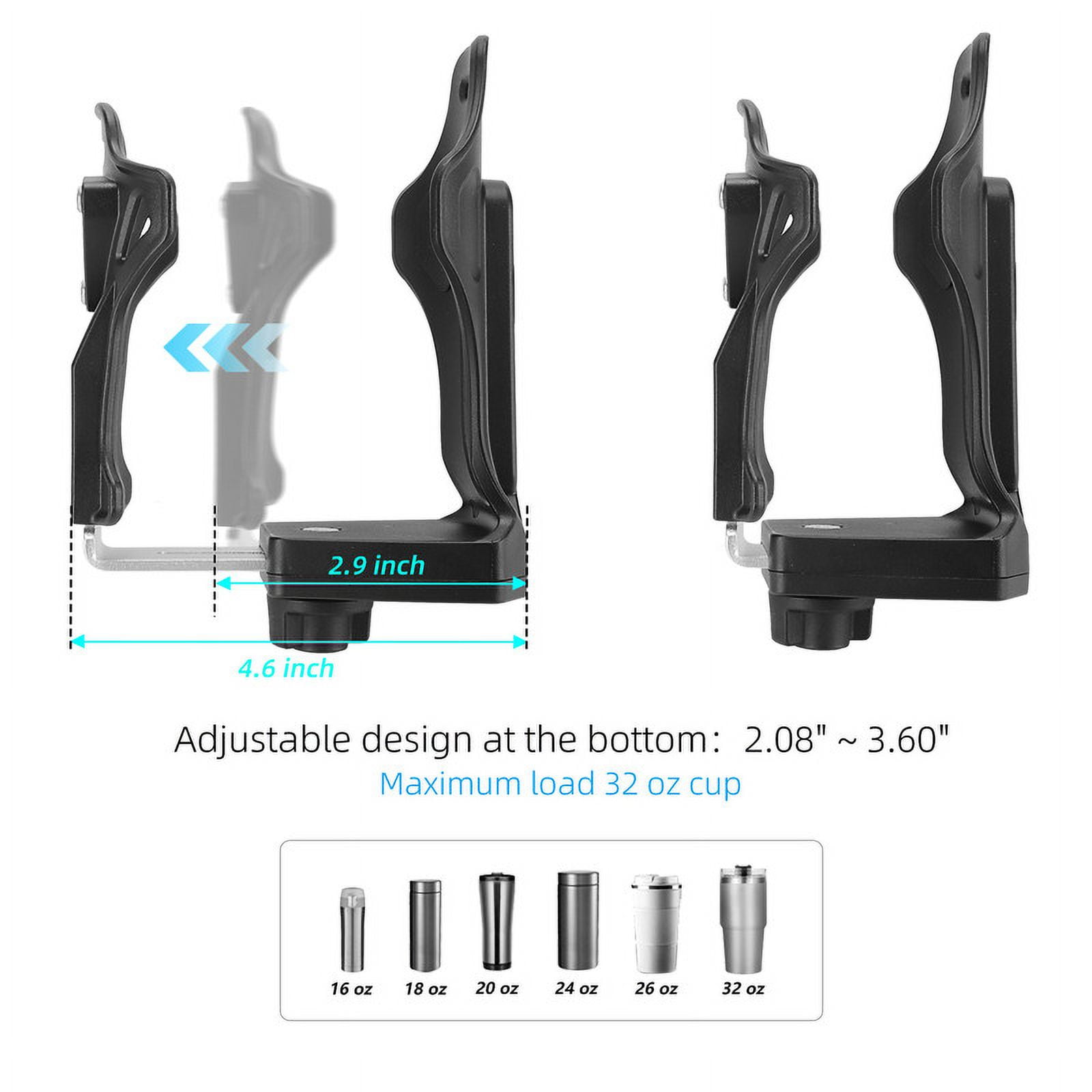 Roykaw Adjustable UTV Cup Holder for ATV Motorcycle and Bike Handlebars (Black, 32 oz Capacity) atrfq