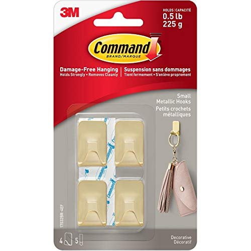 Command Adhesive Hooks Small Brass Finish (4 Hooks, 5 Strips) 6rd0p