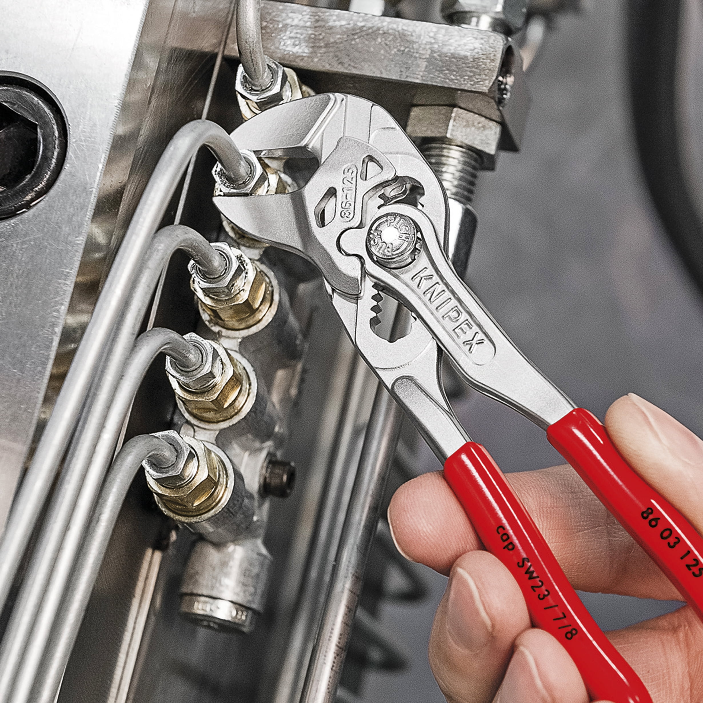 Knipex Tools 86 03 125 Mini Pliers Wrench, Smooth Parallel Jaws for Precision Gripping (Silver, 5 in) zpvcy