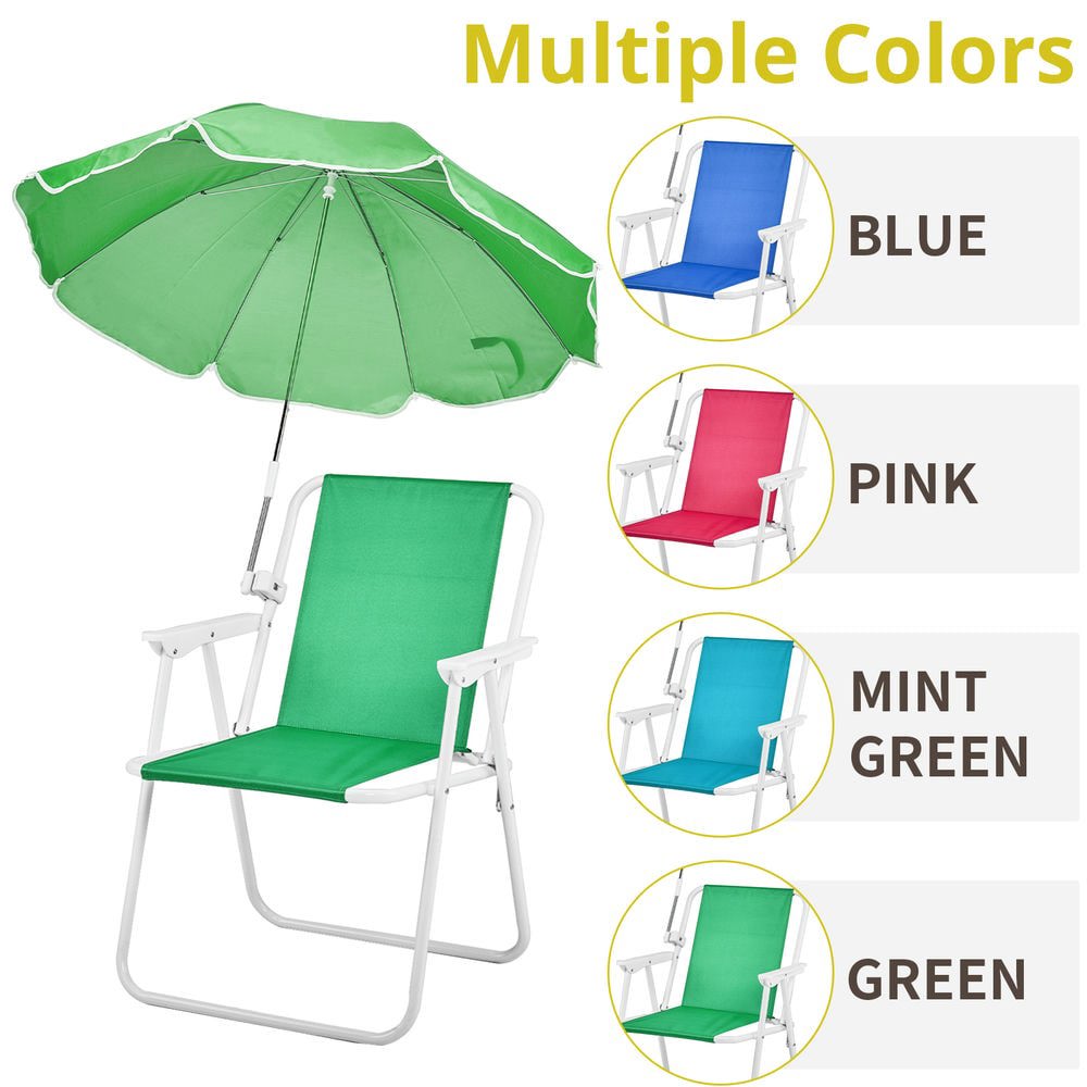 Resenkose Folding Beach Chair with Detachable Umbrella, Portable Outdoor Camping Seat (Green, 265 lb Capacity) bs21h