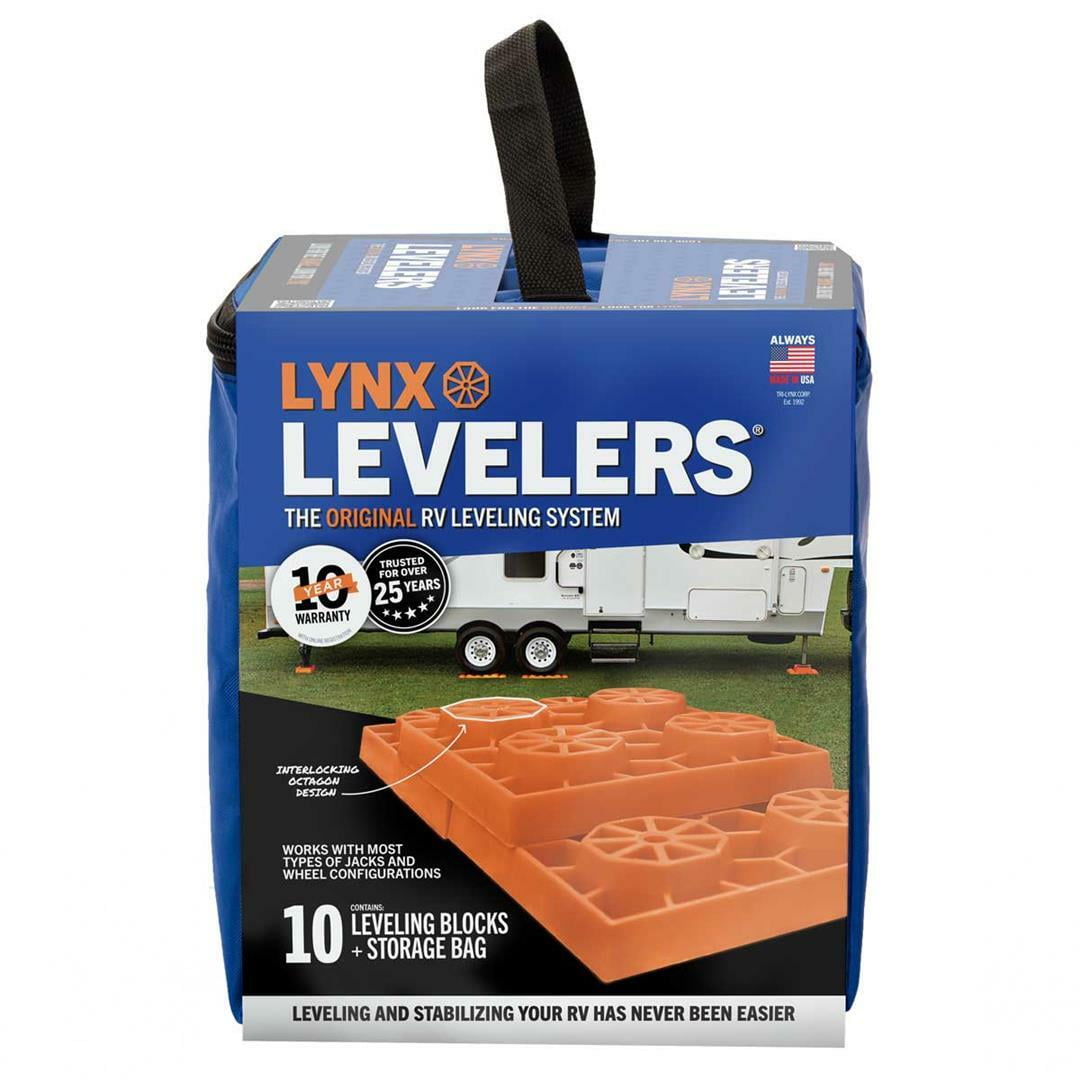 Tri-Lynx Lynx Levelers RV Leveling Blocks with Carry Bag (Orange, 10 Pack) a28vx