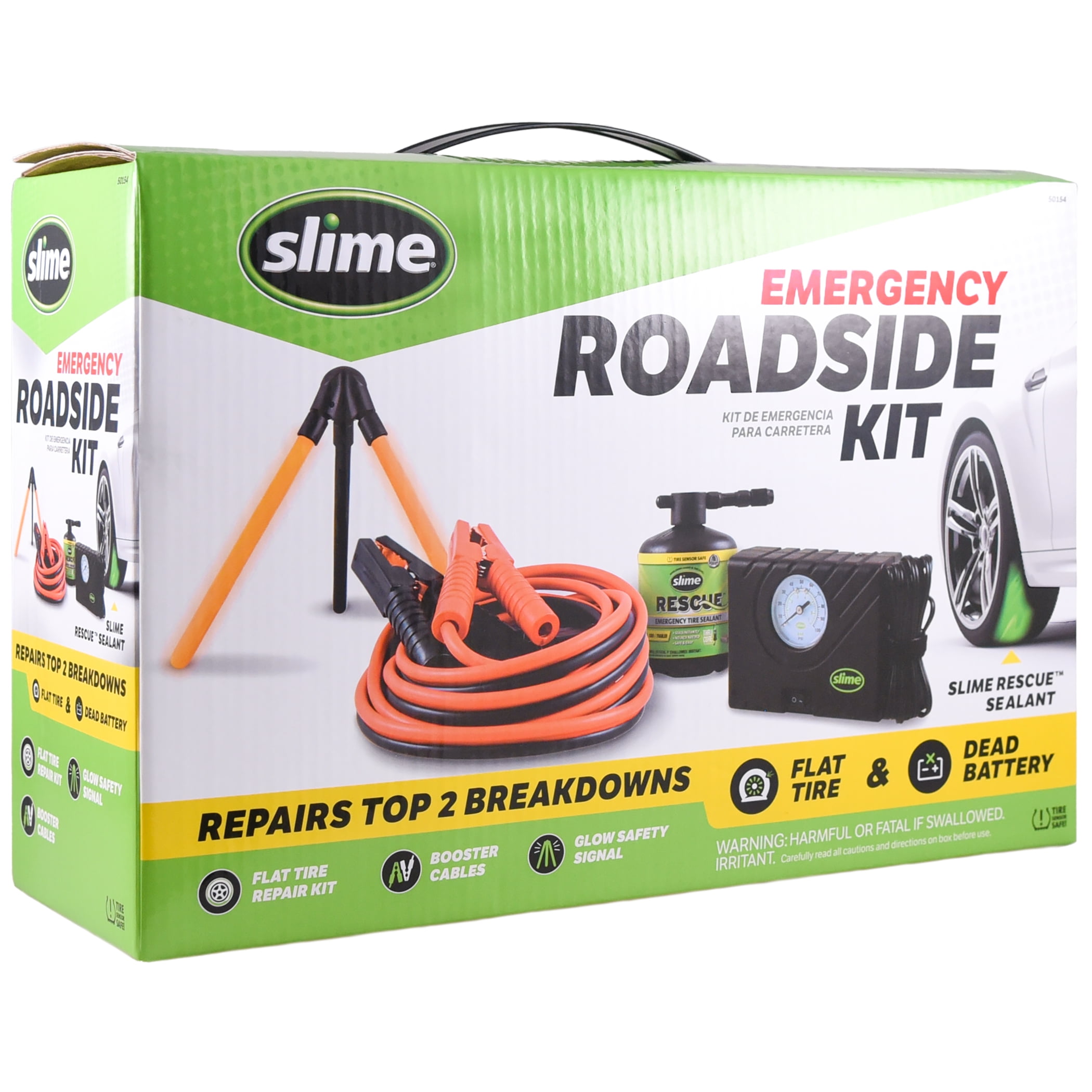 Slime Emergency Roadside Kit with Tire Inflator and Sealant (14 oz) 8kesx