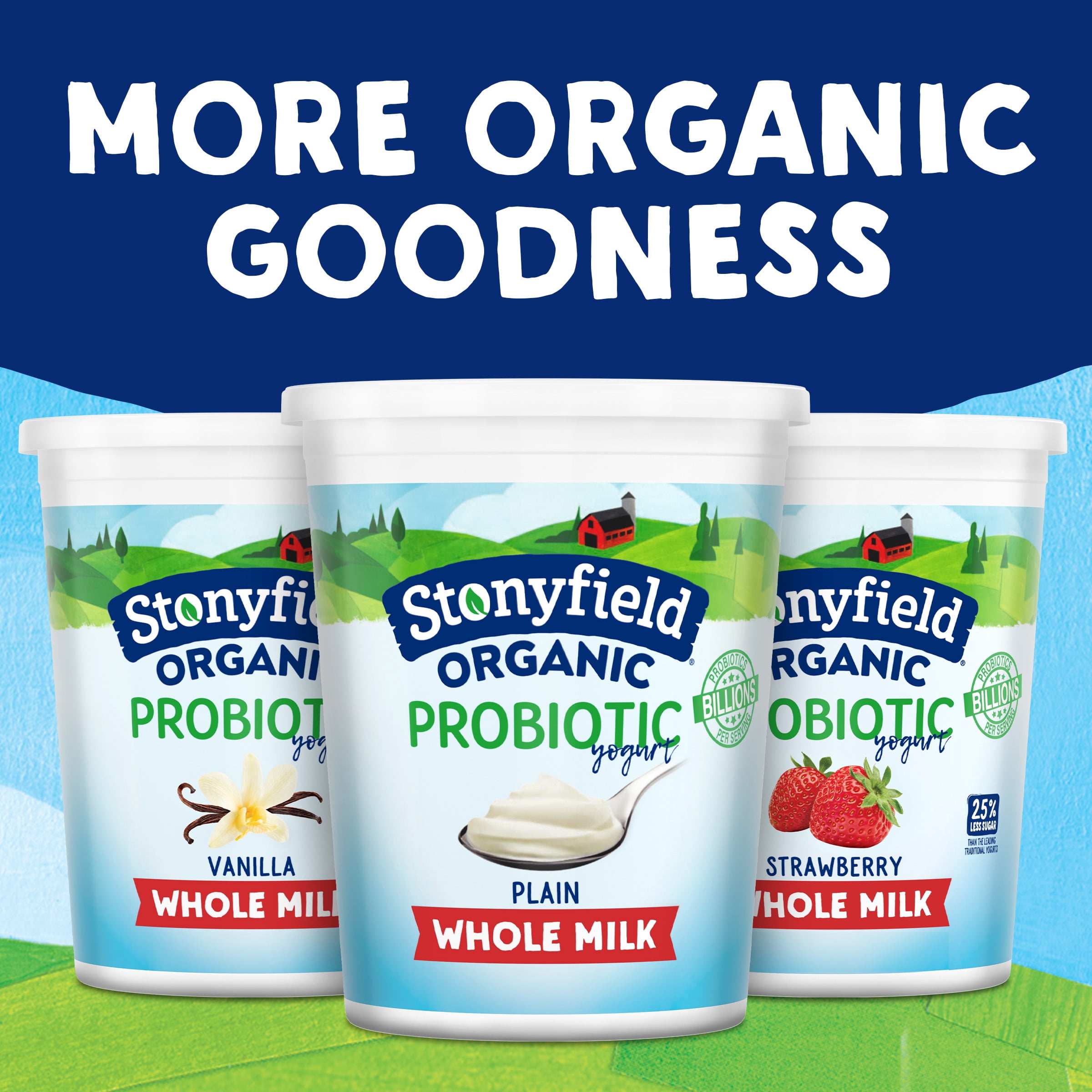 Stonyfield Organic Plain Whole Milk Probiotic Yogurt (32 oz) 4kuss
