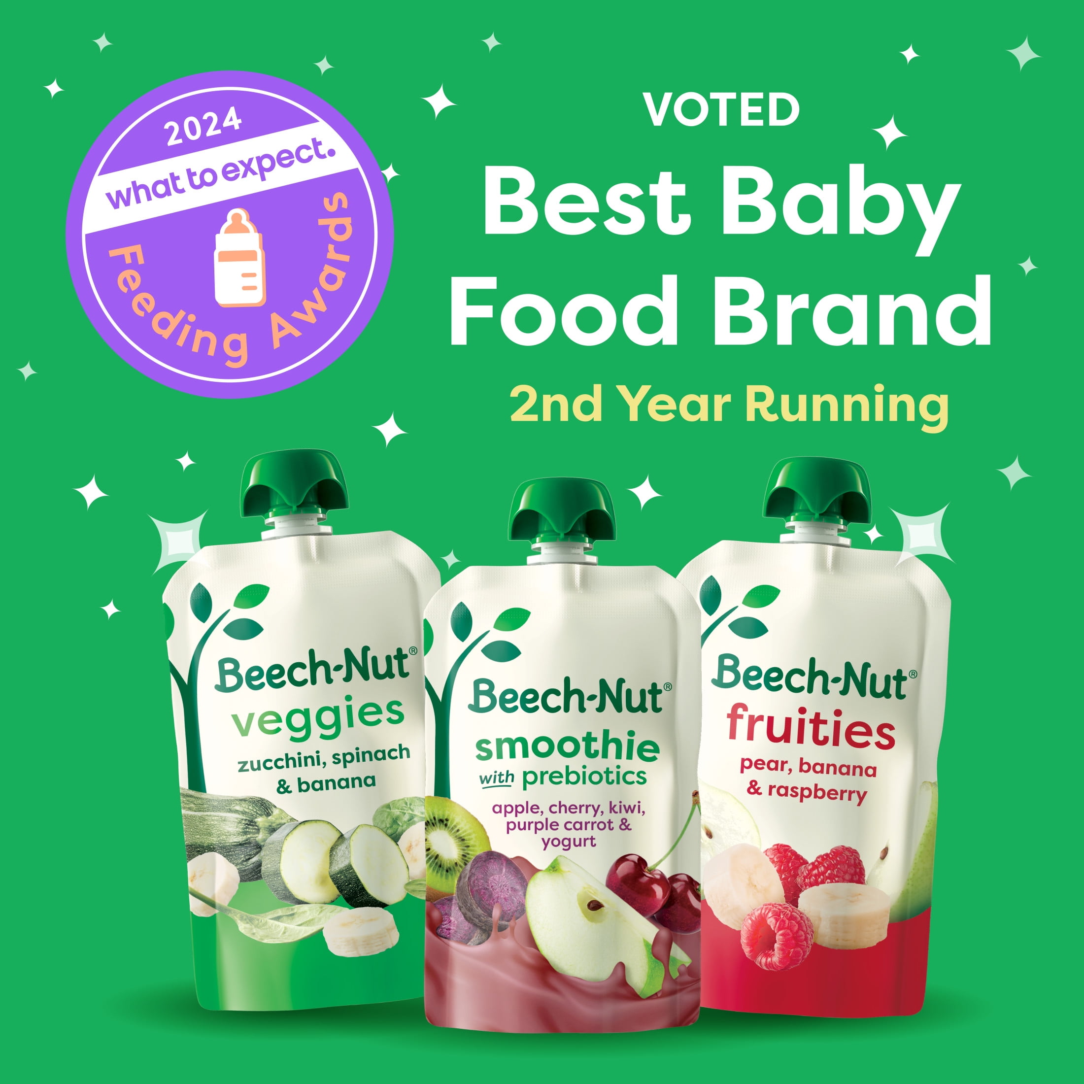 Beech-Nut Fruit & Yogurt Baby Food Pouches, Breakfast Variety Pack, Non-GMO Ingredients (3.5 oz, 9 Pack) 2xhk0