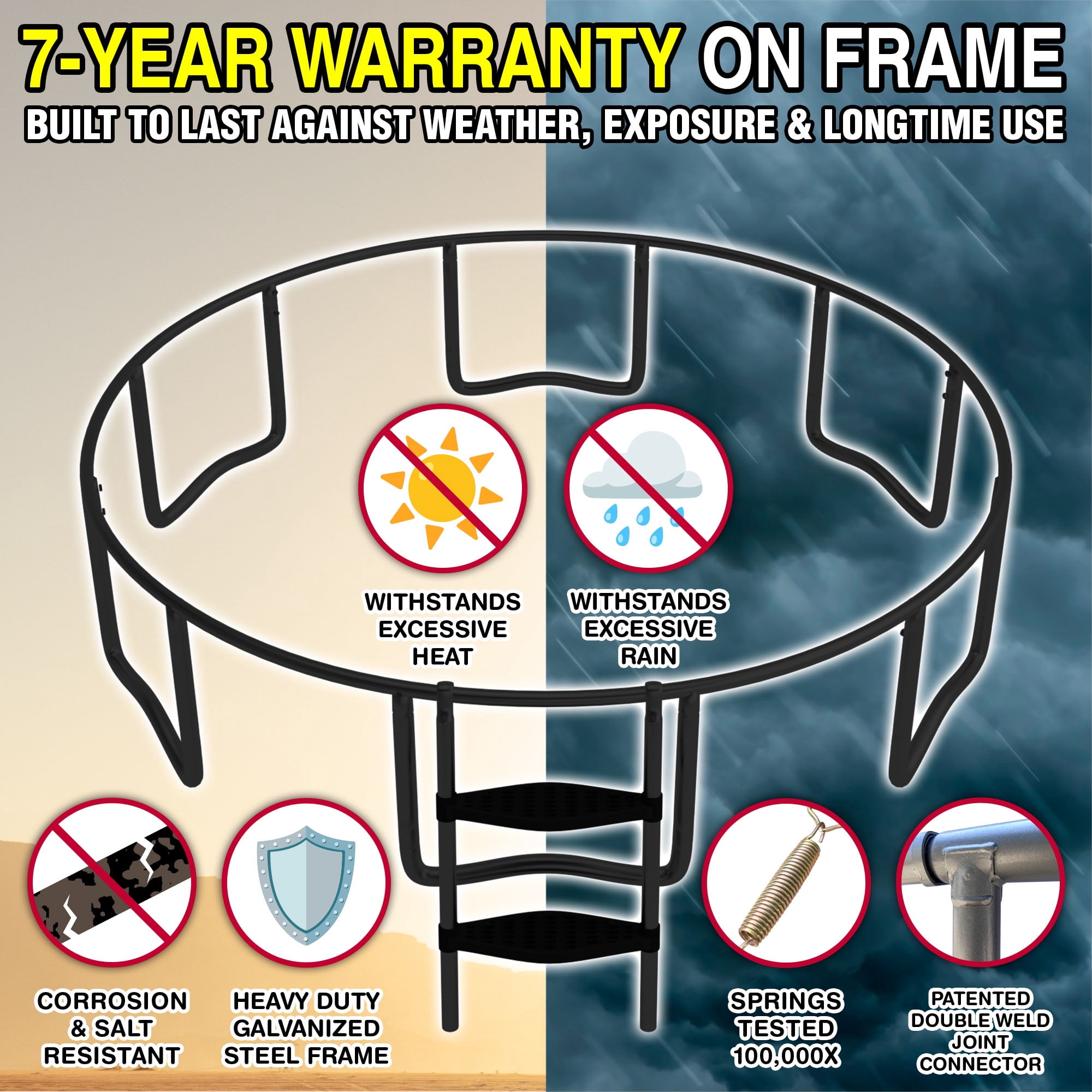 Tru-Jump PRO Outdoor Trampoline with Curved Pole Enclosure and Jump Mat (12 ft) 01ys0