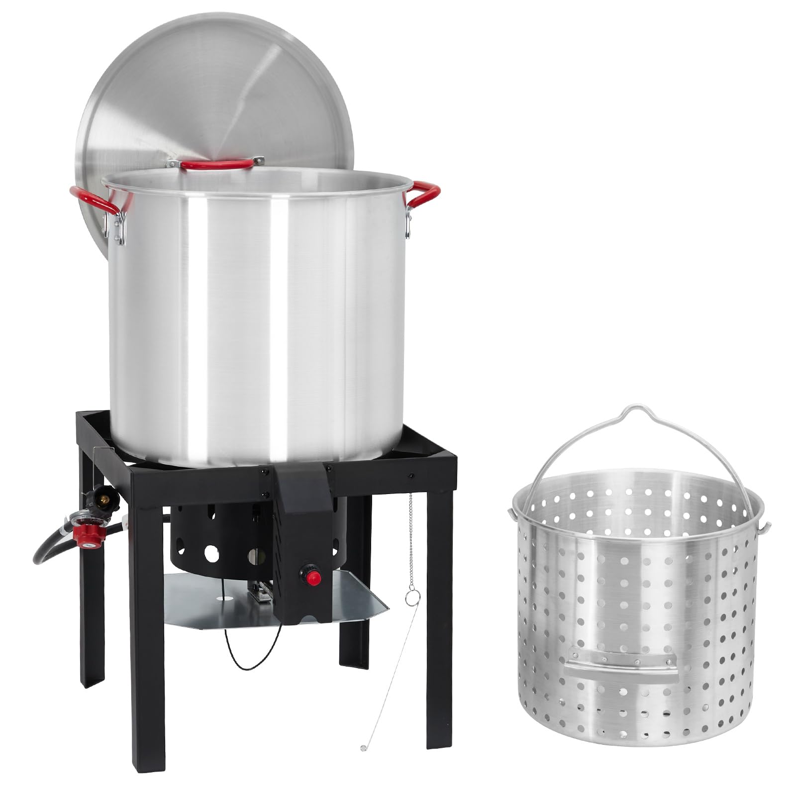 Roromall 100 QT Seafood Boil Pot and Propane Burner Set (Silver, 100 QT) q4hup