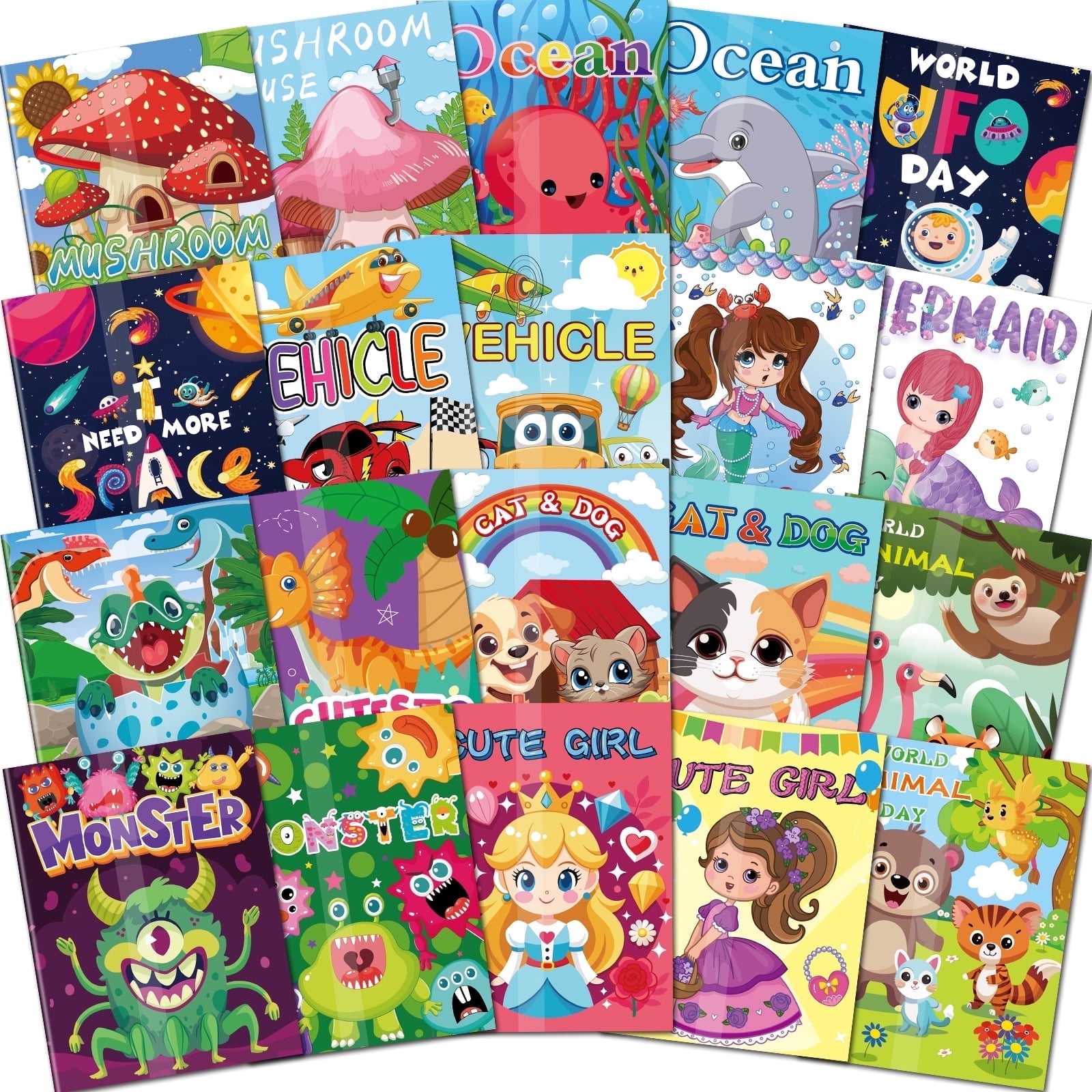 Elfew Coloring and Activity Books for Kids, Educational Mazes and Creative Art Set (20 Pack, 6.7 in x 5.1 in) sfvhh