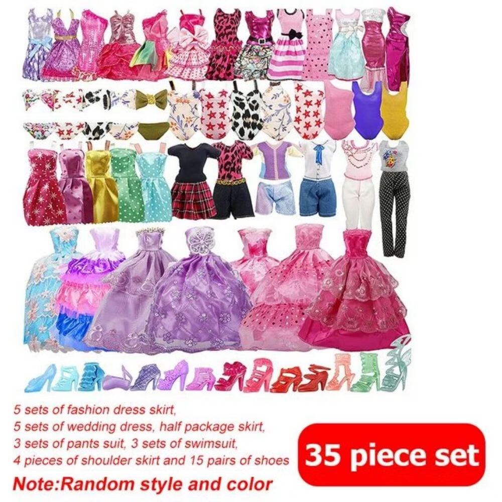 SHUWND 35-Piece Handmade Doll Clothing and Accessory Set for 11.5-Inch Fashion Dolls (35 Pack) qkke6