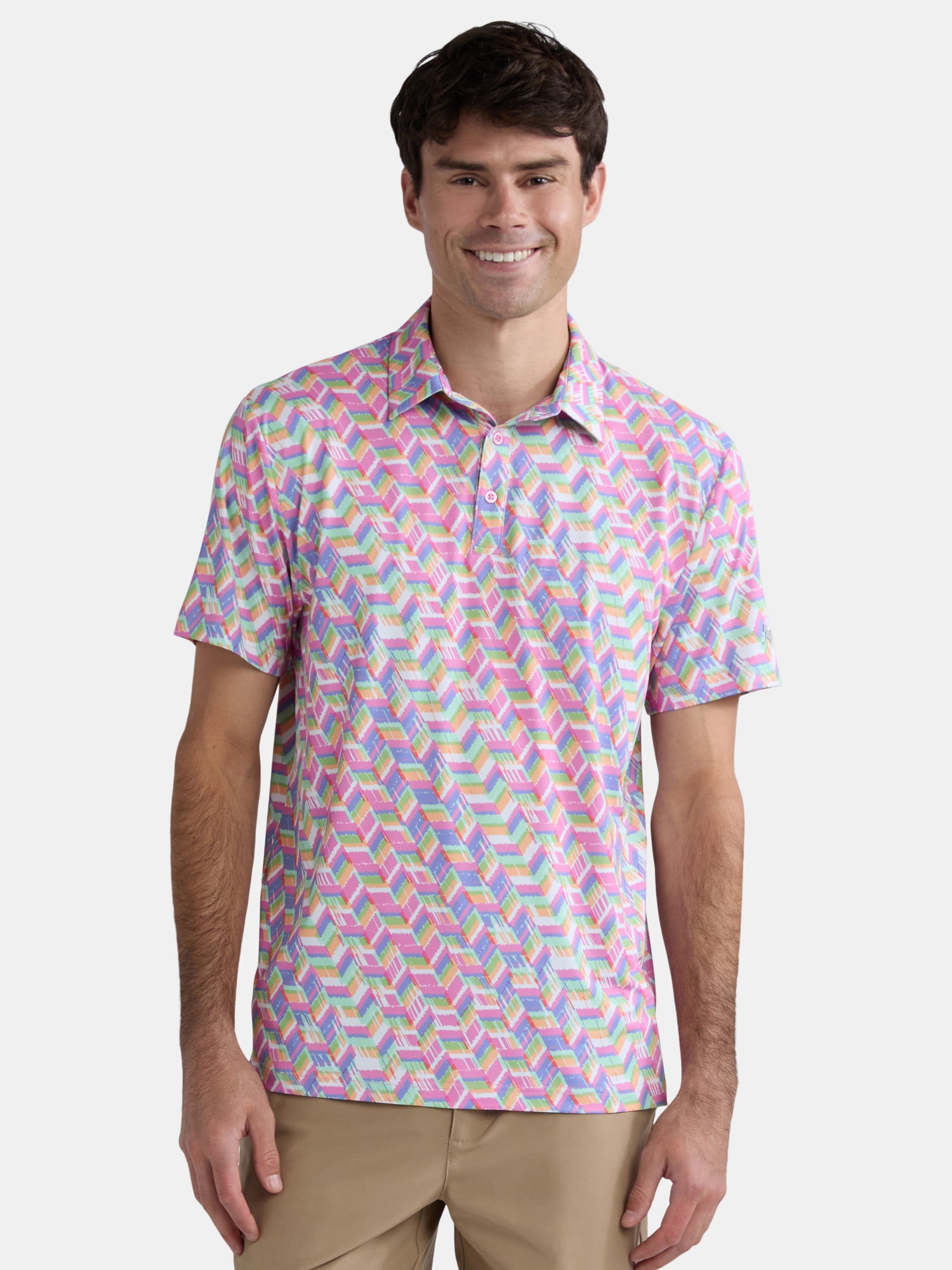 Birdie Bound Men's Novelty Print Golf Polo Shirt (Pink, S-5XL) al7kv
