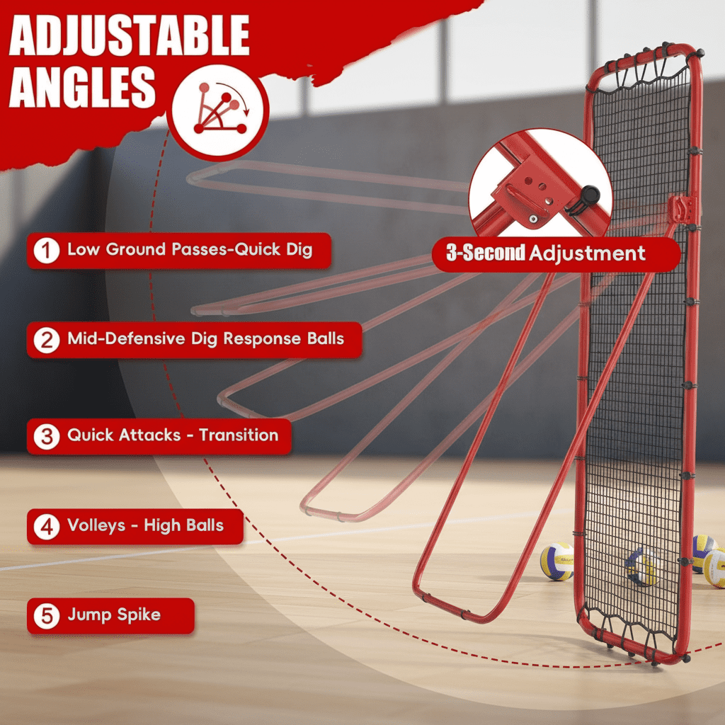 Marlen Volleyball Rebounder Net, Adjustable Bounce Back Trainer with 5 Angles (Red, 7 ft x 4 ft) r5jkx
