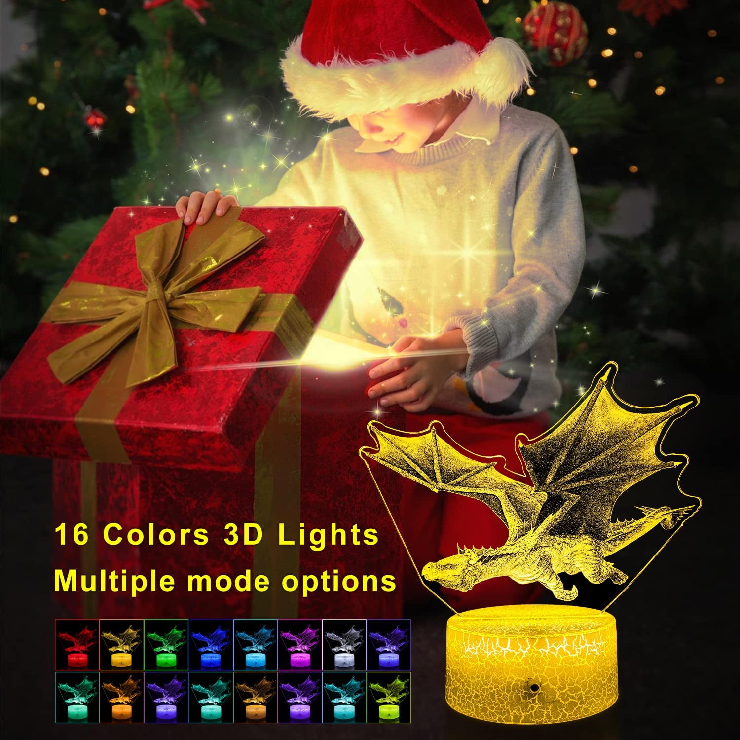 Ysitian Dragon Night Light for Kids, LED Bedside Lamp with Remote & Smart Touch (7 Colors, 1 Pack) squwf