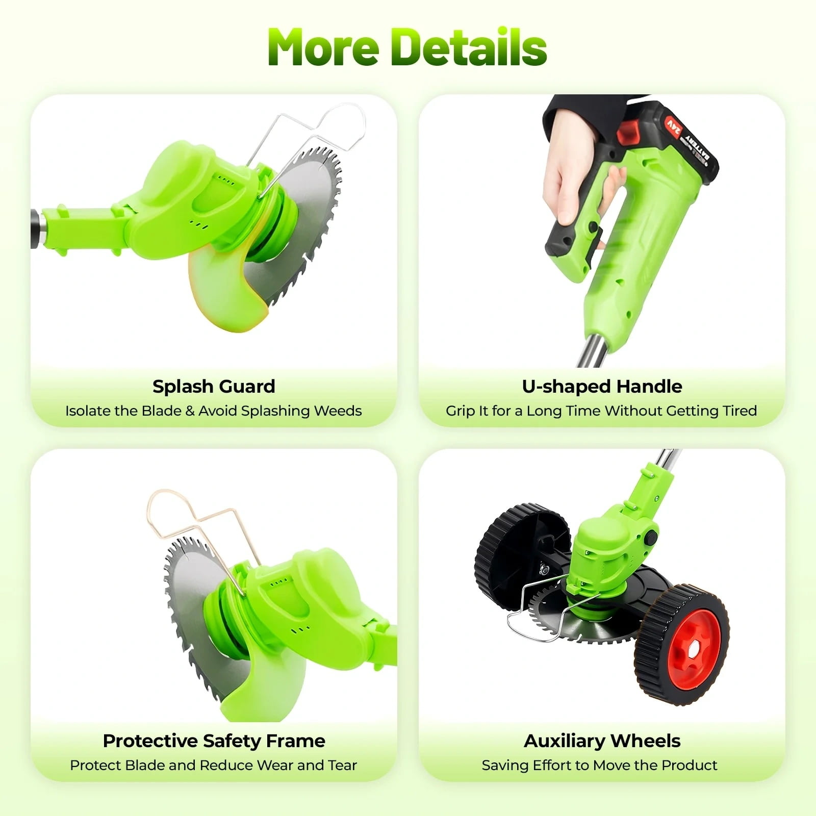 KingFurt Electric Cordless Grass String Trimmer and Lawn Edger with 2 Batteries (Adjustable Telescopic Rod) 6j2um