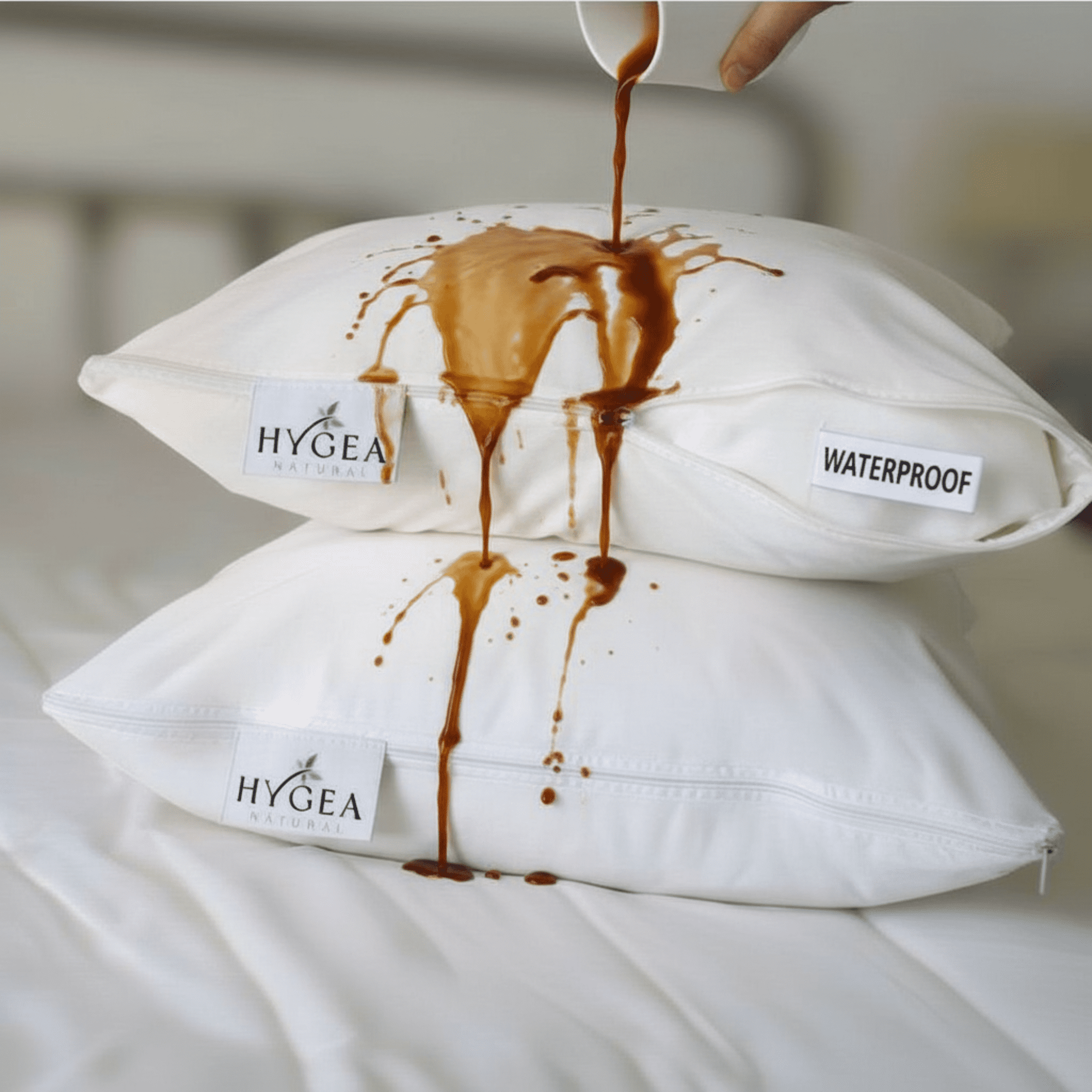 Hygea Natural Bed Bug Pillow Protector Cover Waterproof Breathable (White, Standard, 2 Pack) dssa6