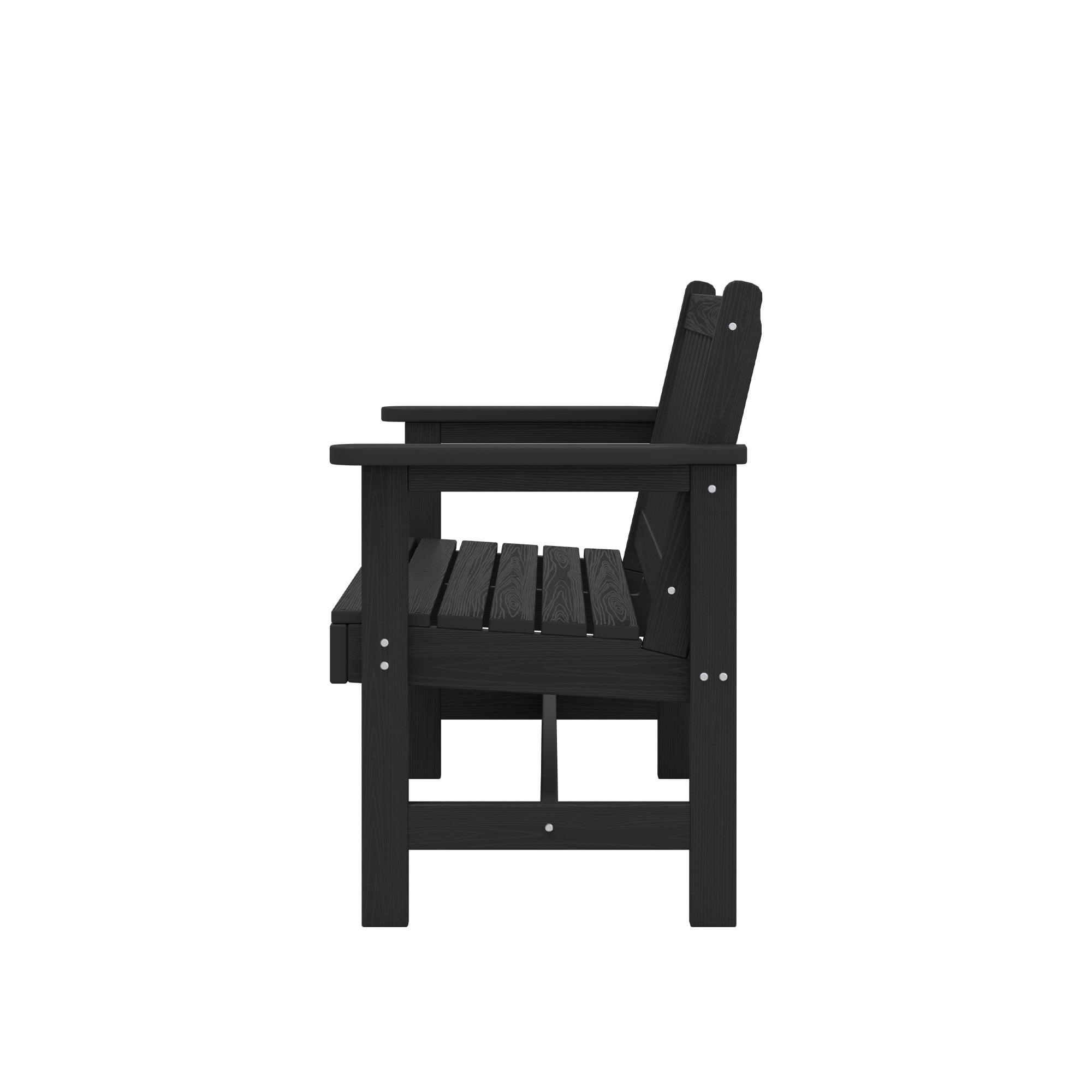 SERWALL Outdoor Patio Bench, Weather-Resistant HDPE 2-Person Garden Seating with Aluminum Reinforcement (Black, 48.82 in W) u8v4c