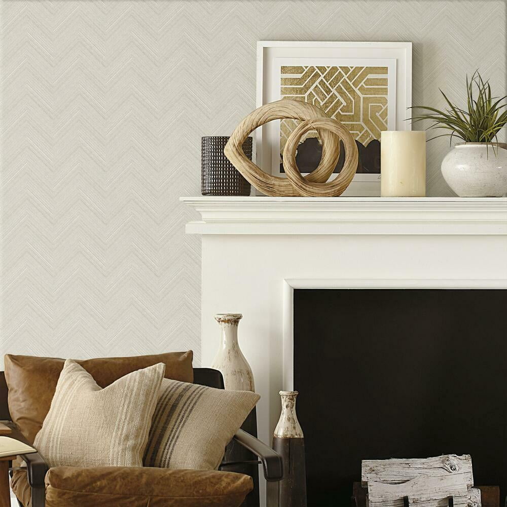 RoomMates Herringbone Weave Peel and Stick Wallpaper (Beige, 28.29 sq ft) 0rw7g