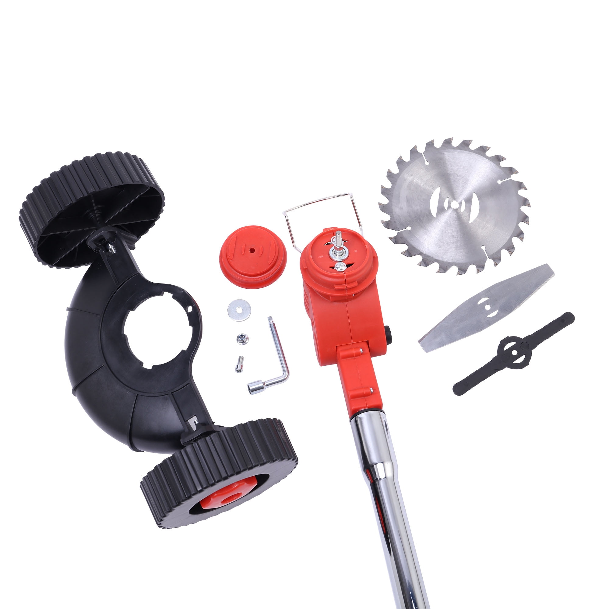 Myriann 24V Electric Cordless Grass Trimmer and Lawn Edger with Wheels and Dual Batteries (Red) r1iuc