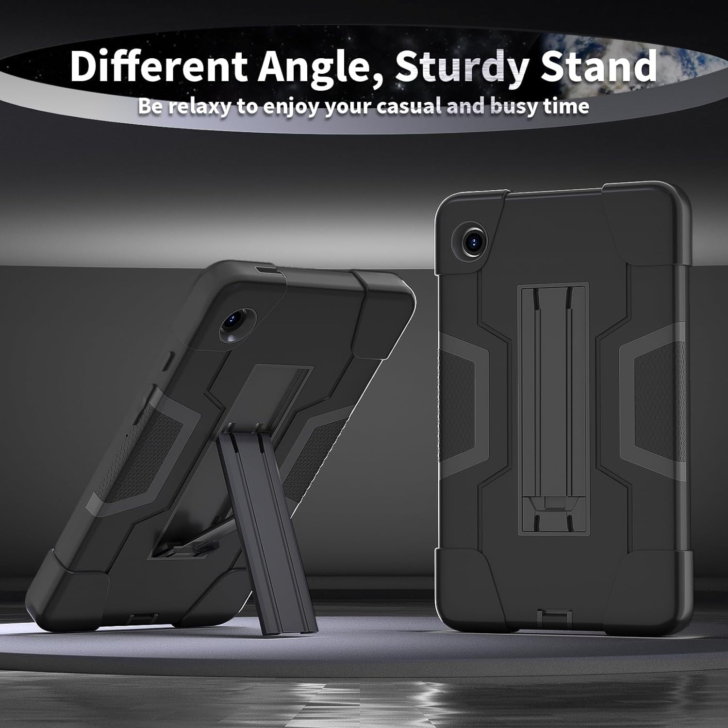 FIEWESEY Samsung Galaxy Tab A9 8.7 inch Protective Case, Shockproof Kids Cover with Convertible Handle Stand (Black, 8.7 in) nv8cn