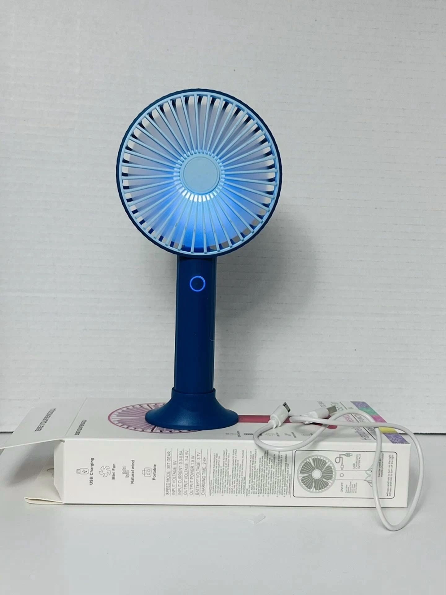 VAULT Mini Handheld Fan with Rechargeable Battery (3-Speed, LED Light, Portable) fz8r8