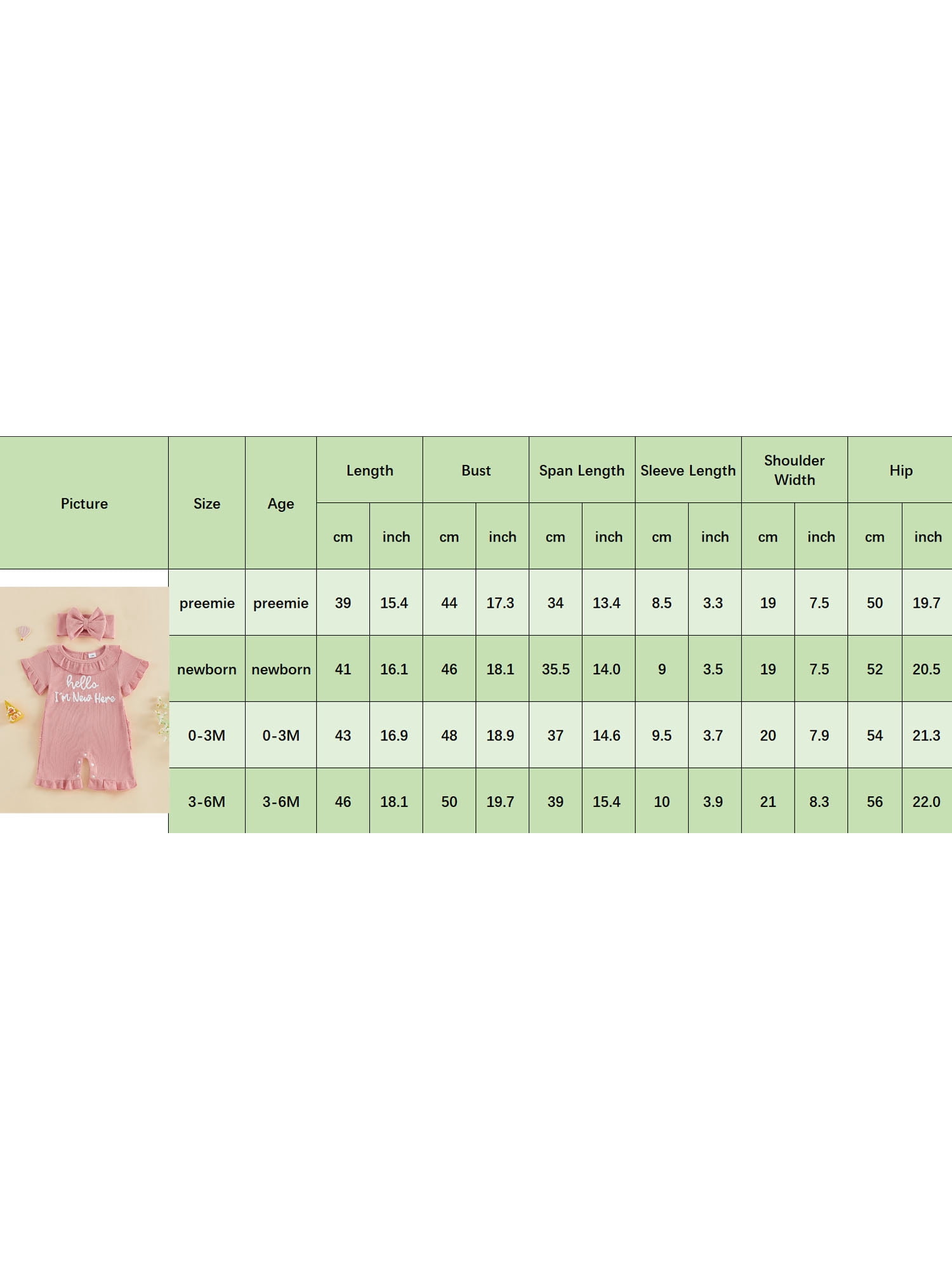 BemeyourBBs Newborn Baby Girl Summer Romper and Headband Set (Pink, Preemie) vm8b2