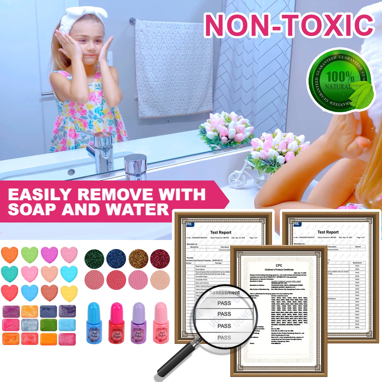 Sendida Kids Washable Makeup Kit Princess Vanity Play Set (Rose, 45-Piece) au4rh