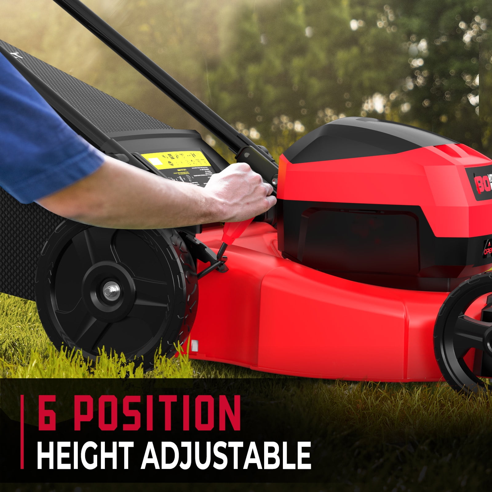 PowerSmart 80V MAX 21 in Cordless Lawn Mower, 3-in-1 Brushless Electric Mower with 6.0Ah Battery and Charger (Red, 21 in) 1jo7t