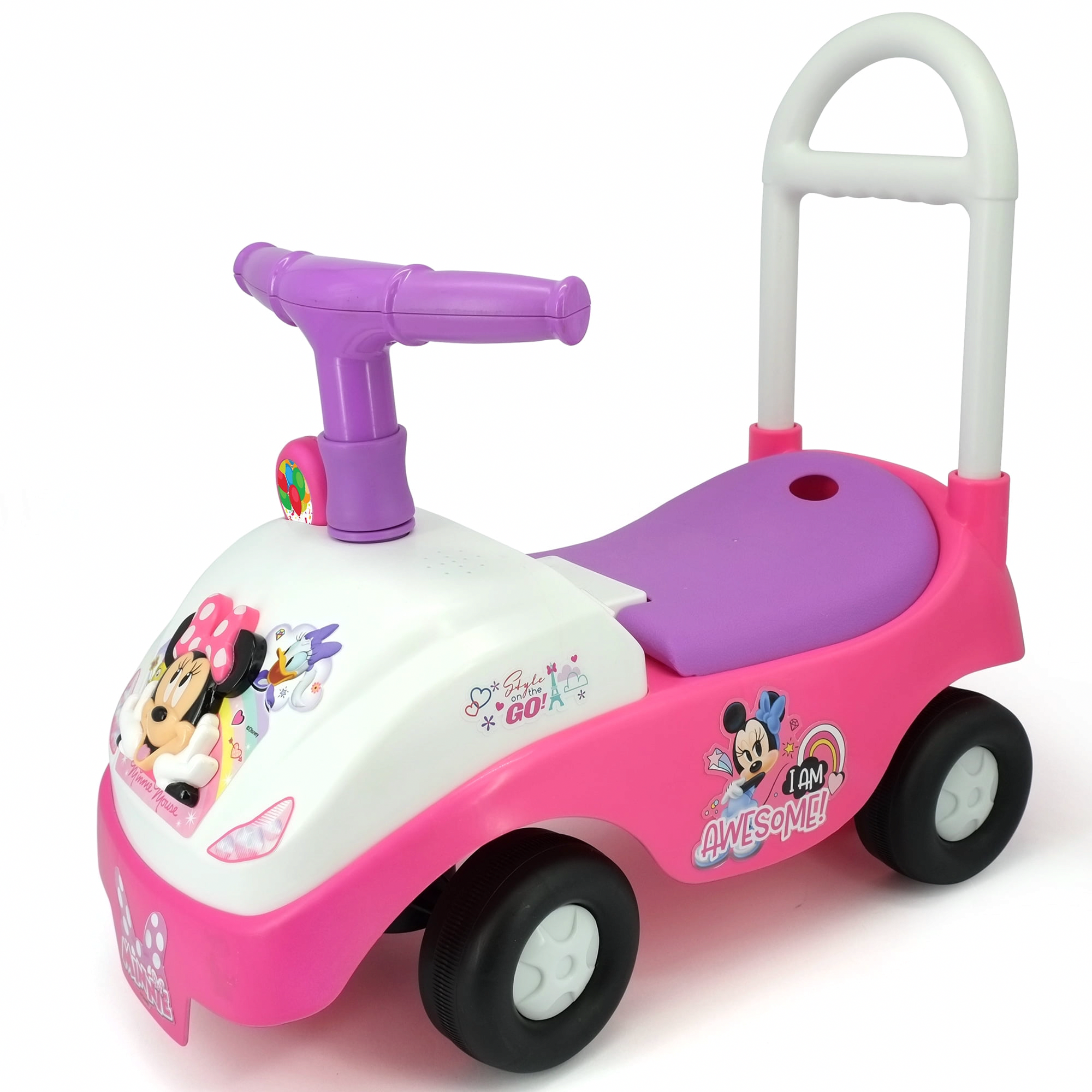 Kiddieland Push & Pedal Ride-On Toy with Interactive Sounds and Storage (Pink, 19.5 in x 9.85 in x 18.25 in) 4m6th