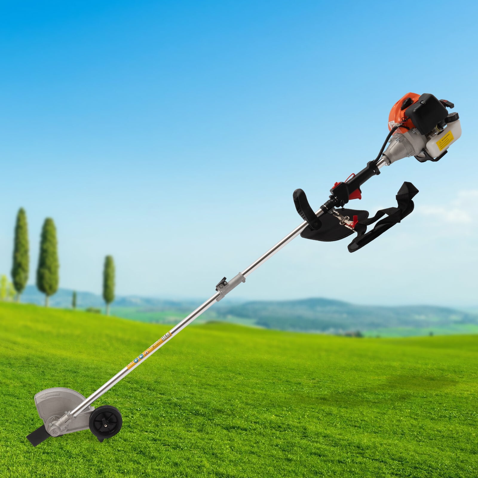 Miumaeov Gas-Powered Weed Eater, Brush Cutter and Lawn Edger with Dual Blade Heads (Red, 33cc) idyqp