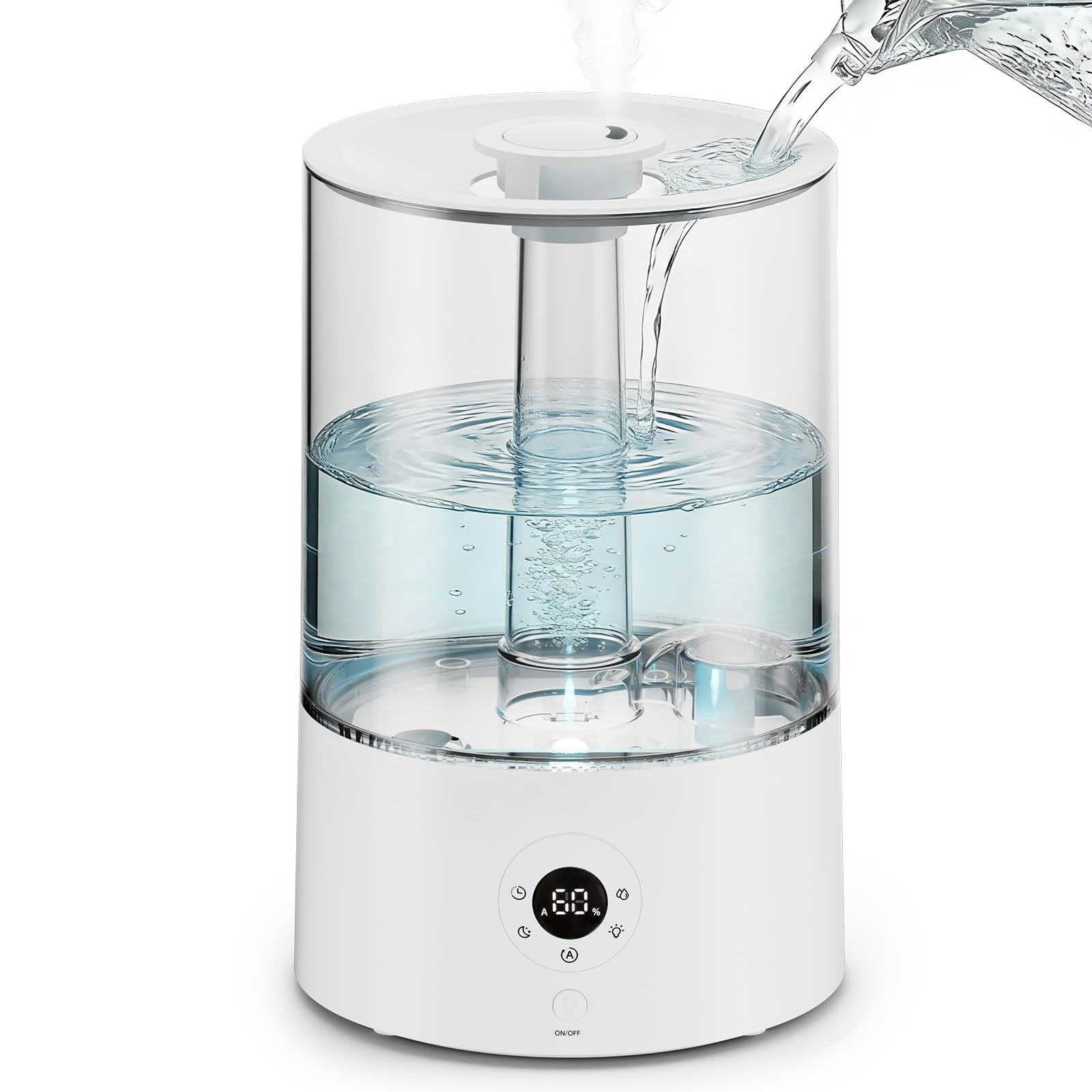KISSAIR Ultrasonic Cool Mist Humidifier for Bedroom, Quiet Air Humidifier with Essential Oil Tray and Smart Humidity Control (White, 1.06 gal) ujdlc