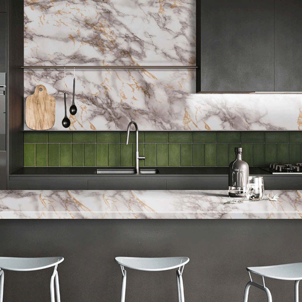 Hibalala Marble Contact Paper Peel and Stick Countertop Film (White, 15.7 in x 118 in) mrfhl